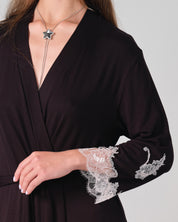 Bamboo 3/4 sleeve Robe 03161O/2 black