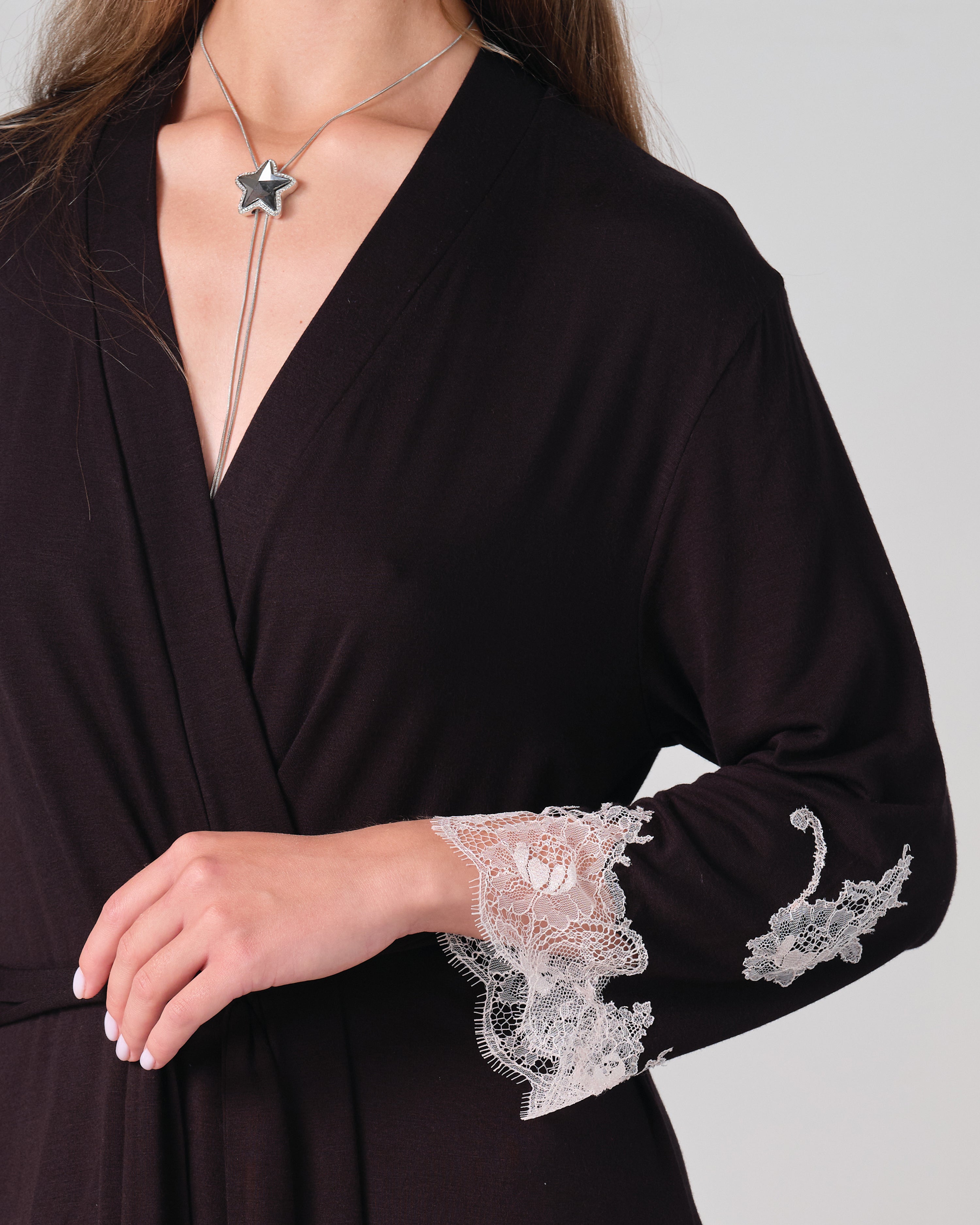 Bamboo 3/4 sleeve Robe 03161O/2 black