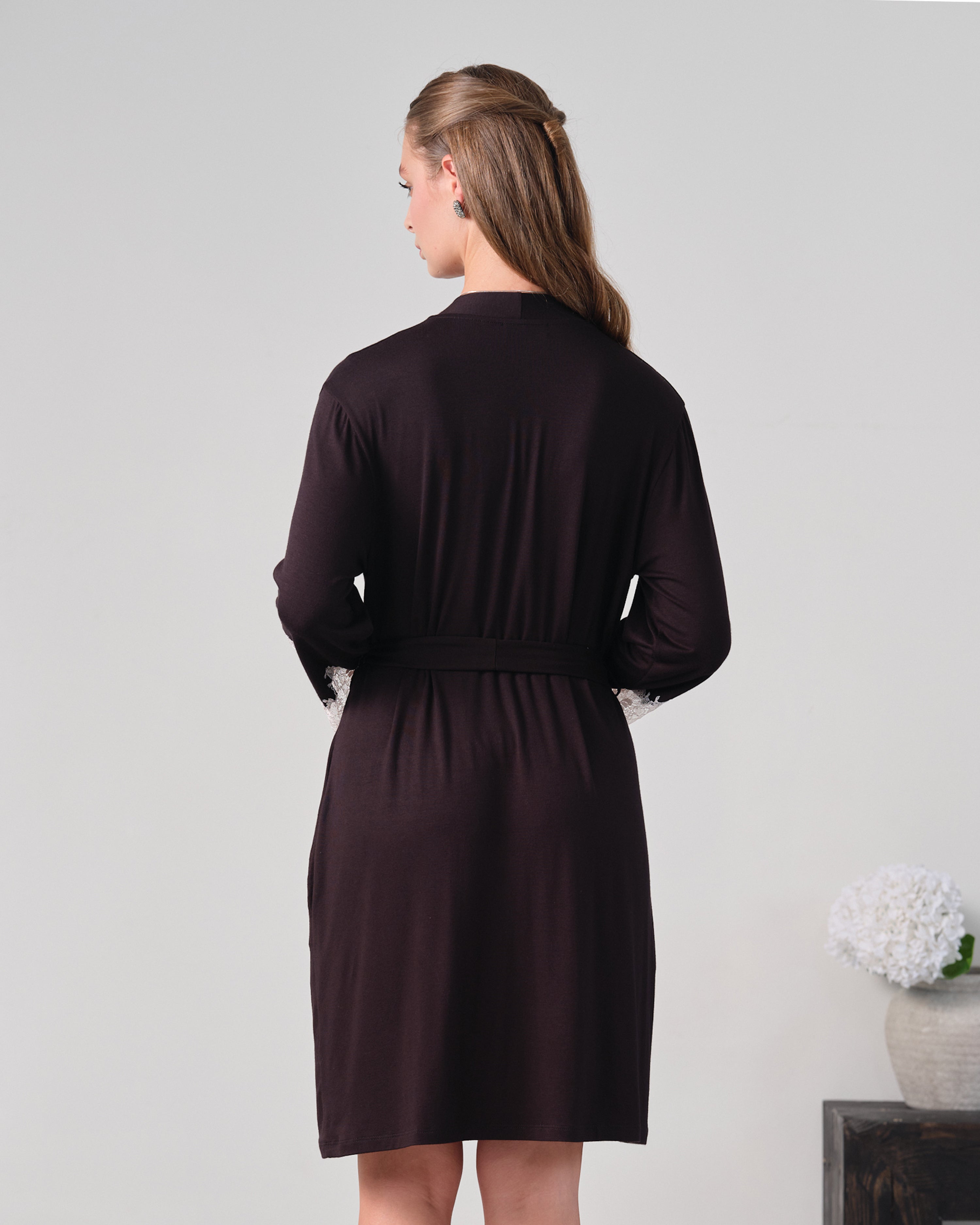 Bamboo 3/4 sleeve Robe 03161O/2 black