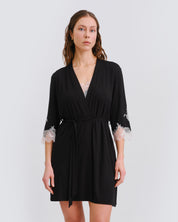 Bamboo 3/4 sleeve Robe 03161 black