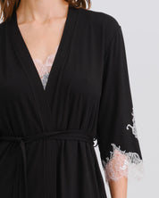 Bamboo 3/4 sleeve Robe 03161 black