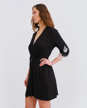 Bamboo 3/4 sleeve Robe 03161 black