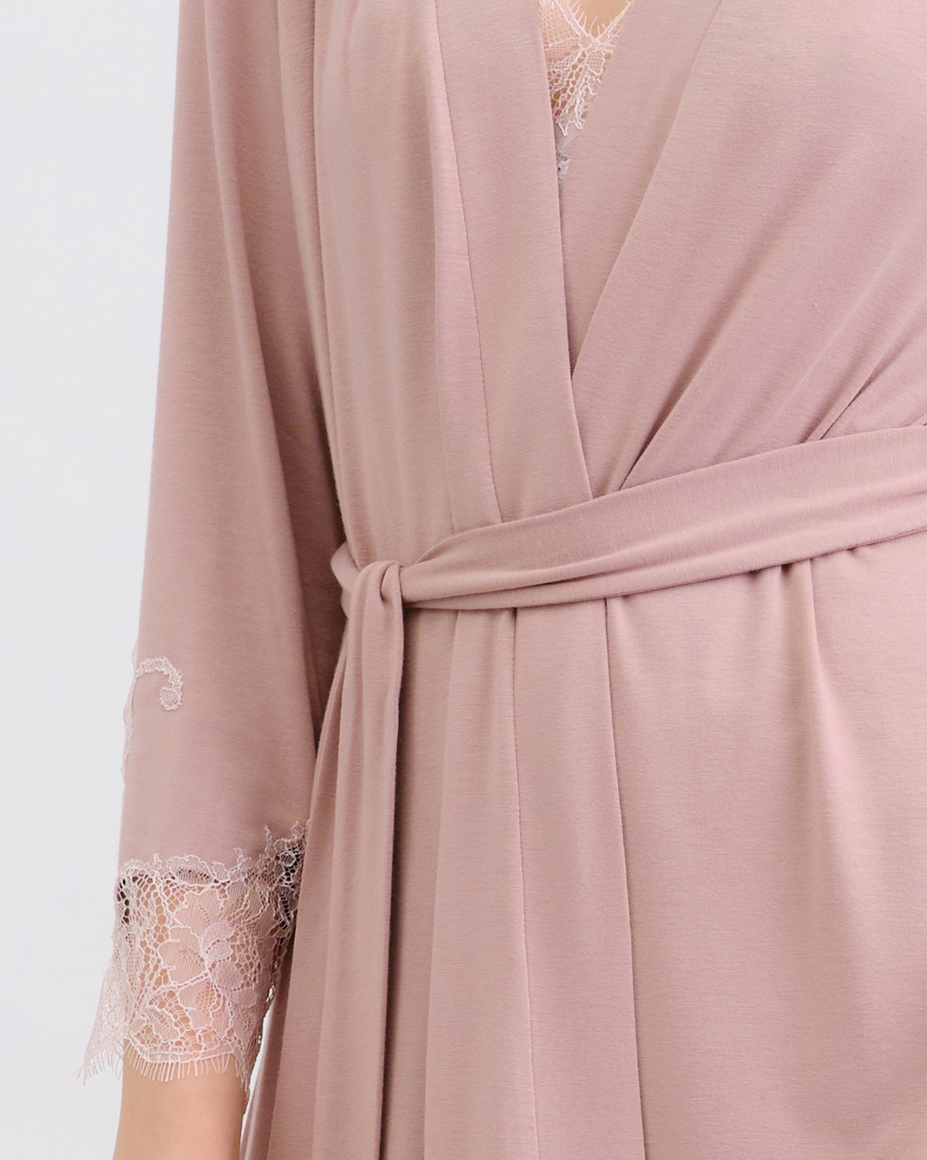 Bamboo 3/4 sleeve Robe 03161 nude rose