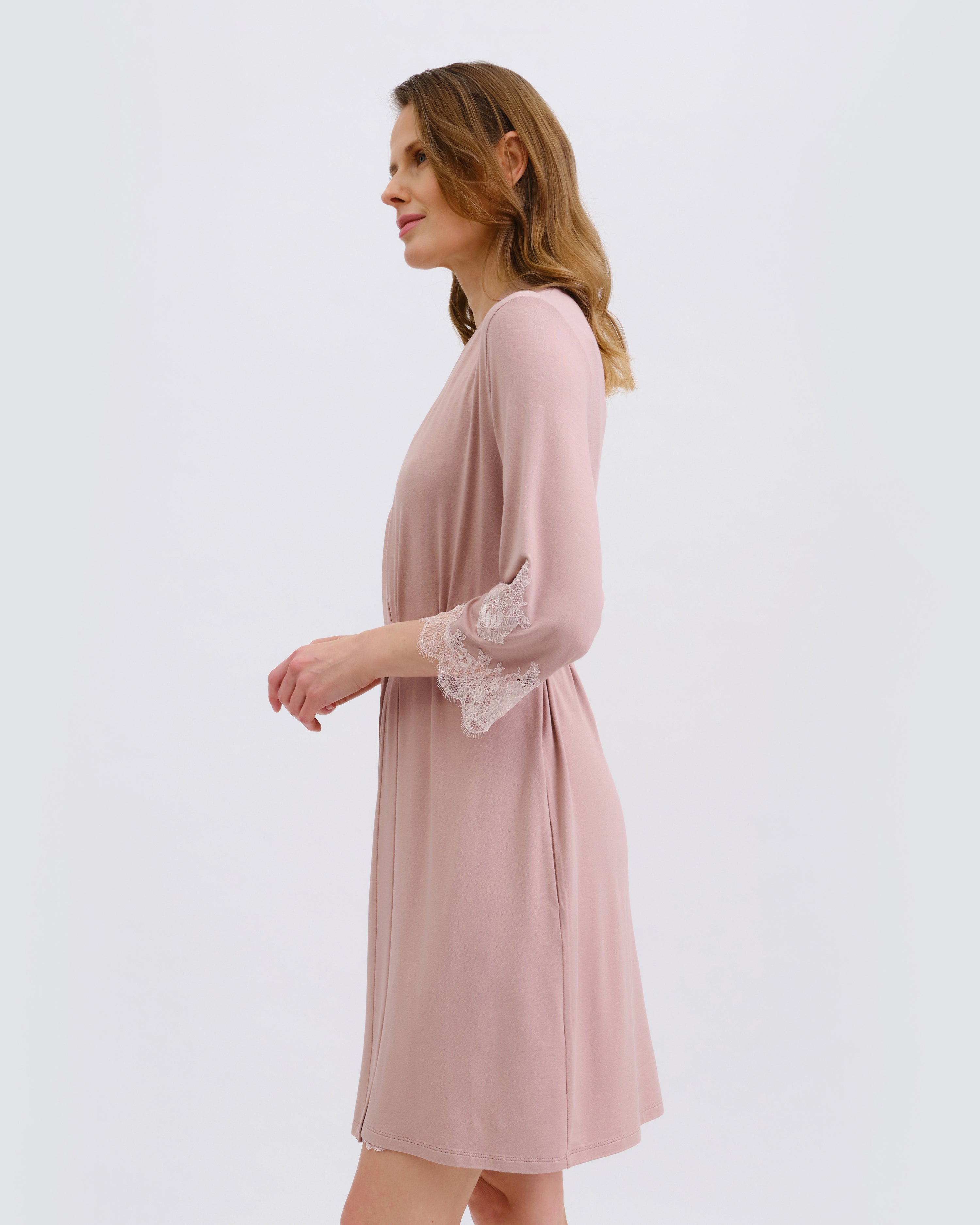 Bamboo 3/4 sleeve Robe 03161 nude rose