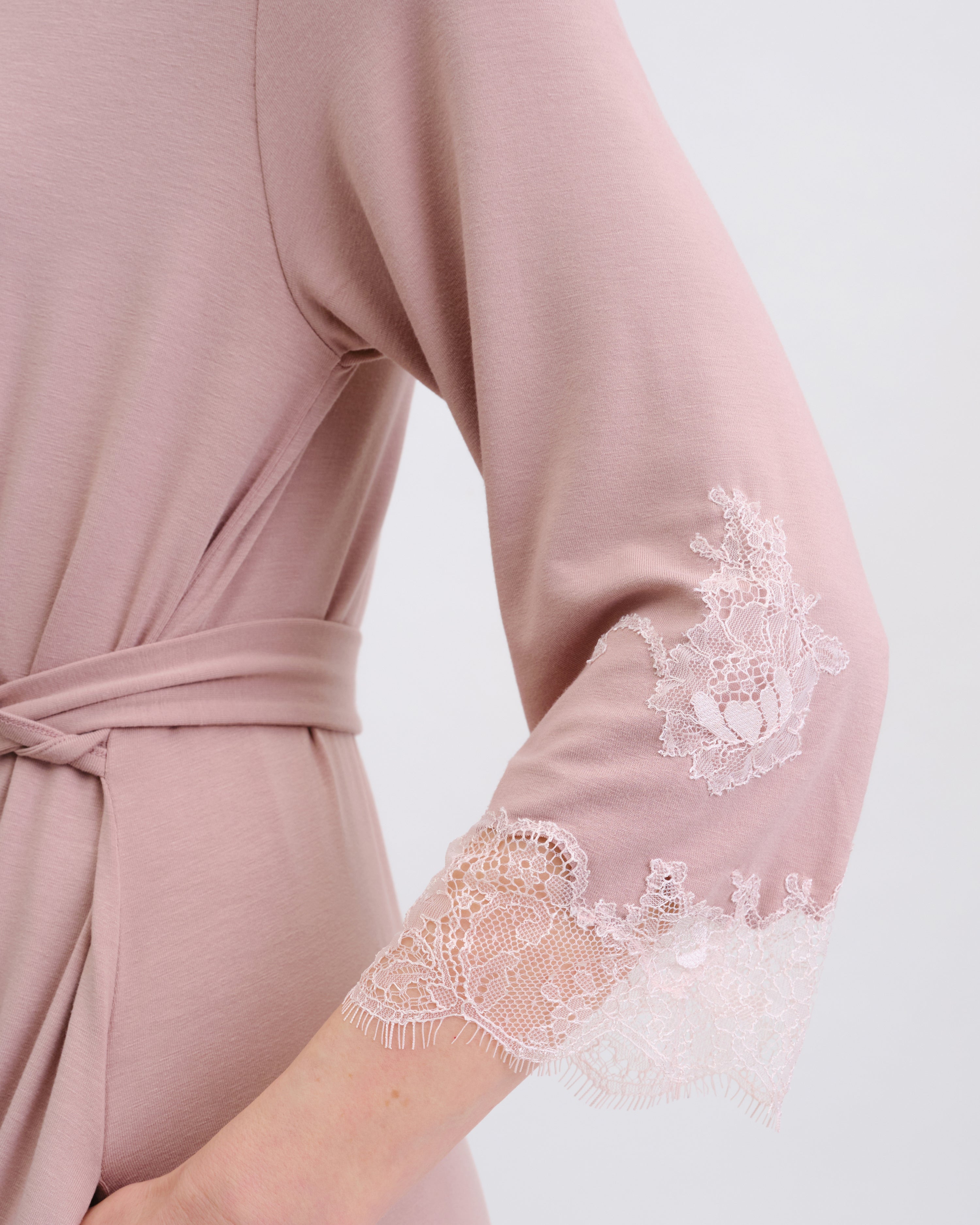 Bamboo 3/4 sleeve Robe 03161 nude rose