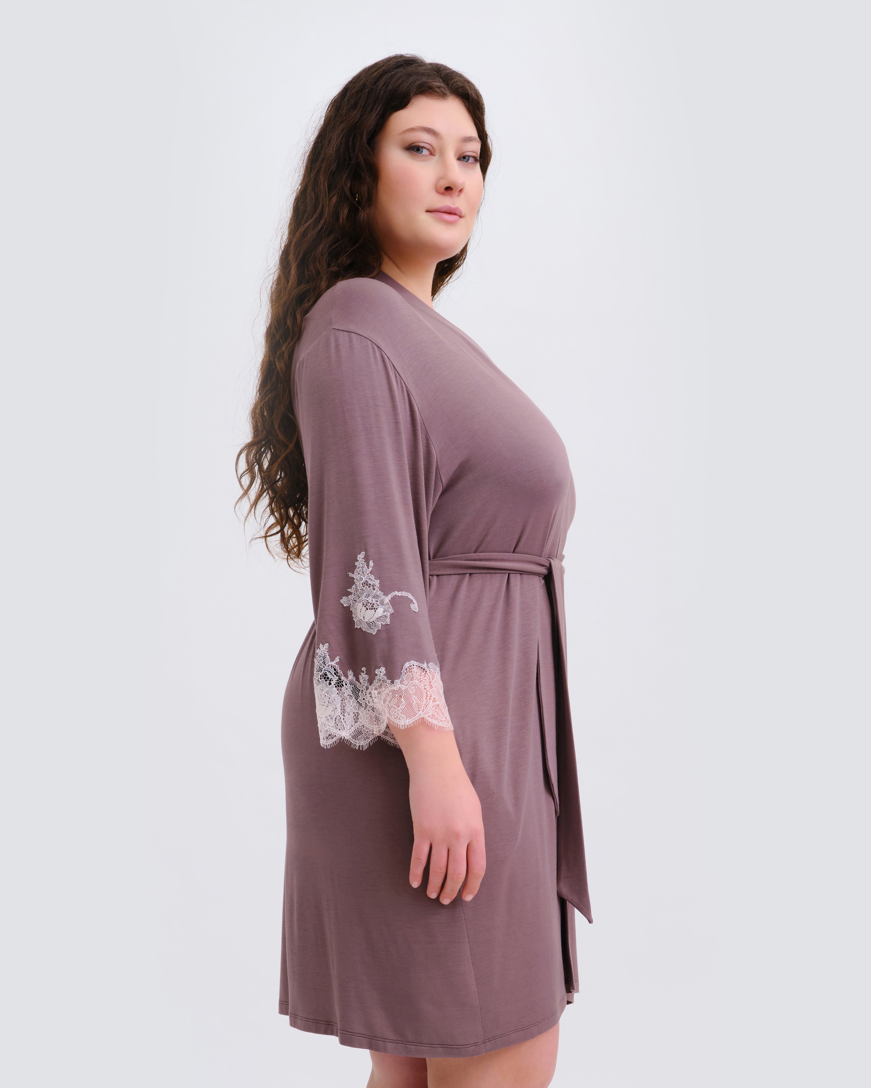 Bamboo 3/4 sleeve Robe 03161 taupe