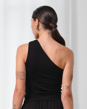 Bamboo one-shoulder Top 03362 black