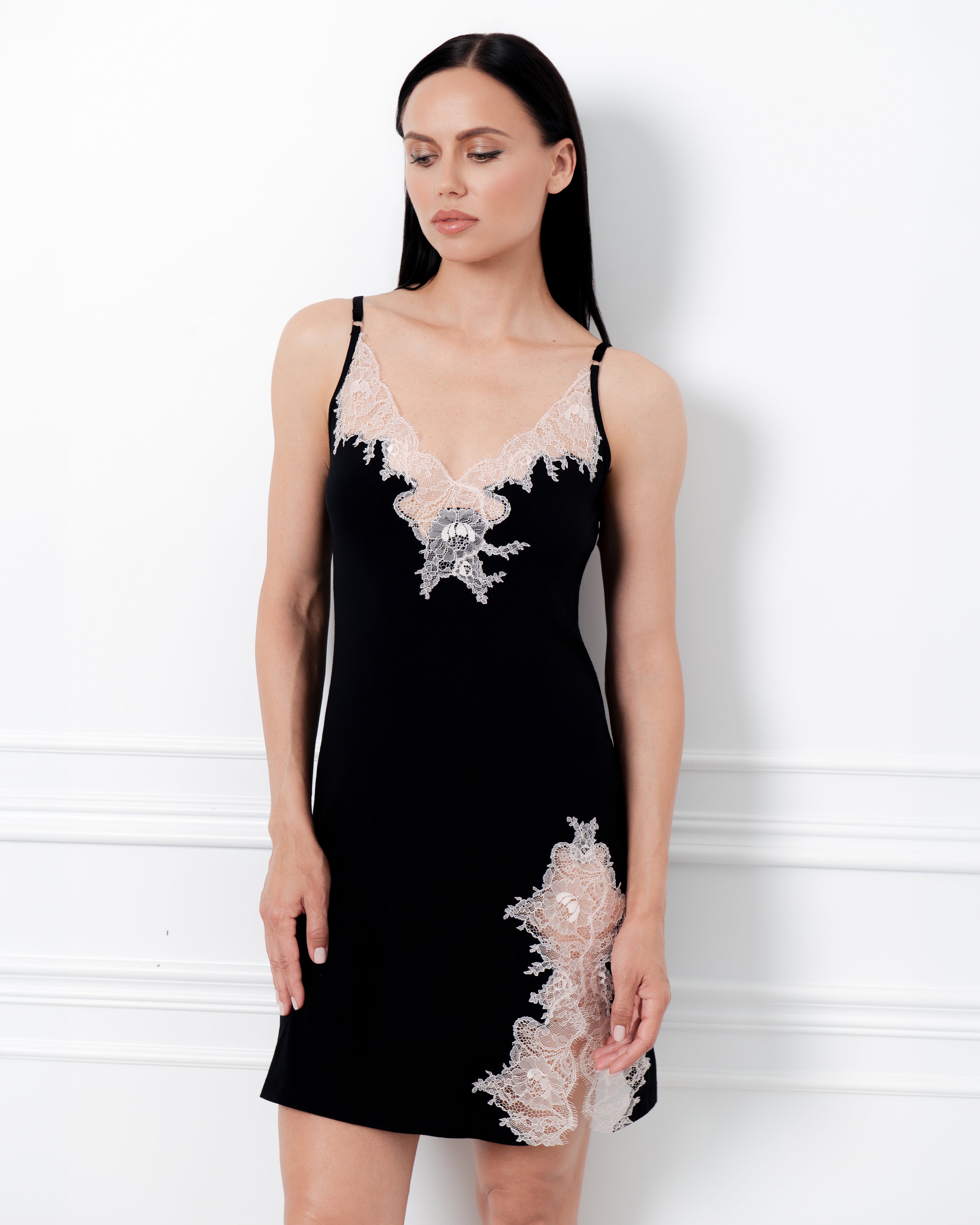 Bamboo Chemise spaghetti strap 03162 black