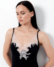 Bamboo Chemise spaghetti strap 03162 black