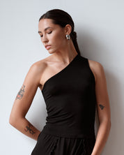 Bamboo one-shoulder Top 03362 black