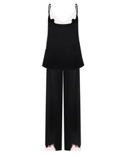 Effetto bamboo camisole pajama set 03163 – women's sleepwear, black
Black sleeveless top and wide-leg pants set on a white background