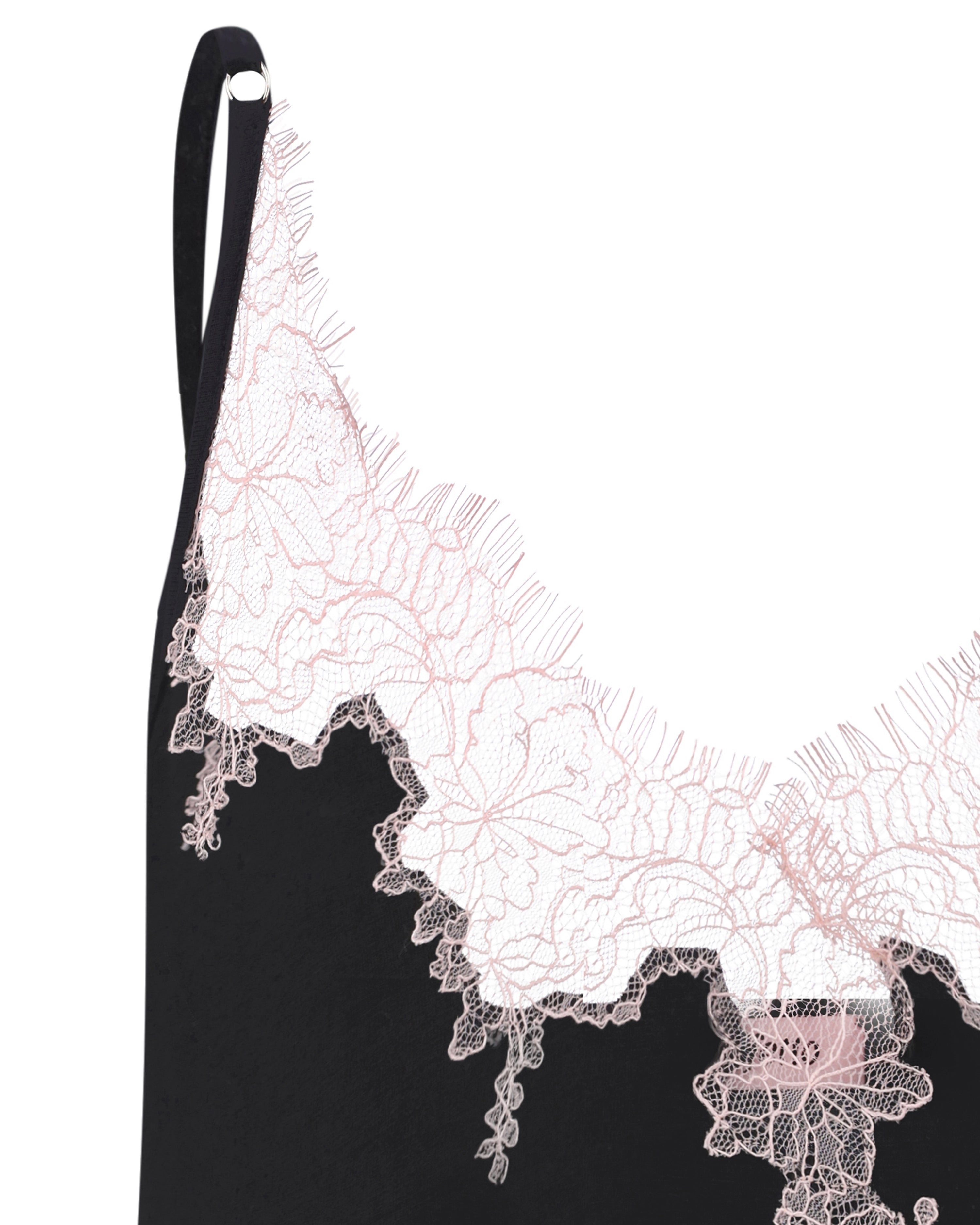 Effetto bamboo camisole pajama set 03163 – women's sleepwear, black
Black bra with white lace detailing on a white background