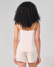 Effetto bamboo cami shorts set 03163 – women's sleepwear, rosy peach
Person wearing a beige camisole and shorts set on a plain background