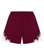 Effetto bamboo cami shorts set 03163 – women's sleepwear, cherry lacquer
Maroon shorts with lace trim on a white background