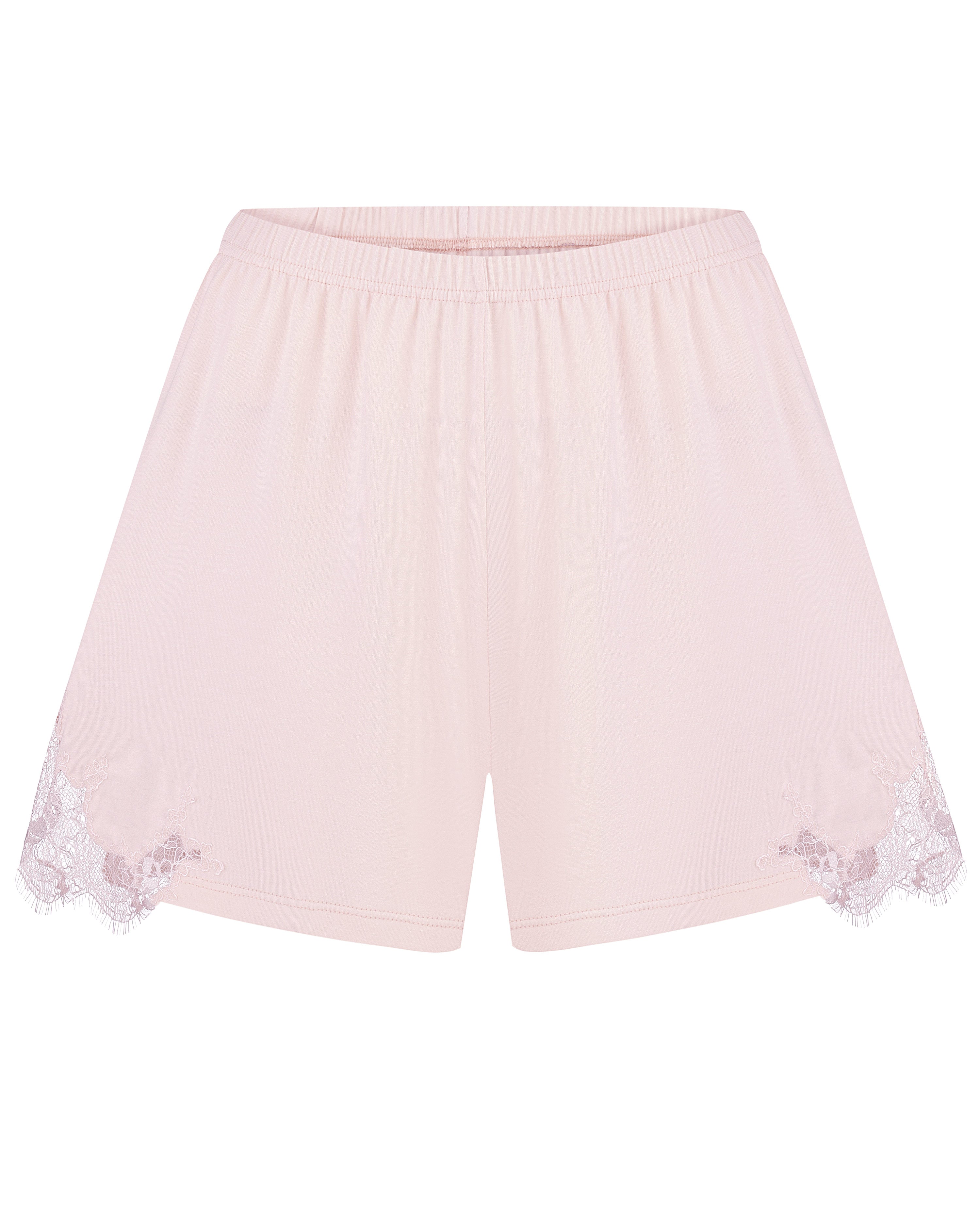 Effetto bamboo cami shorts set 03163 – women's sleepwear, rosy peach
Pink shorts with lace trim on a white background