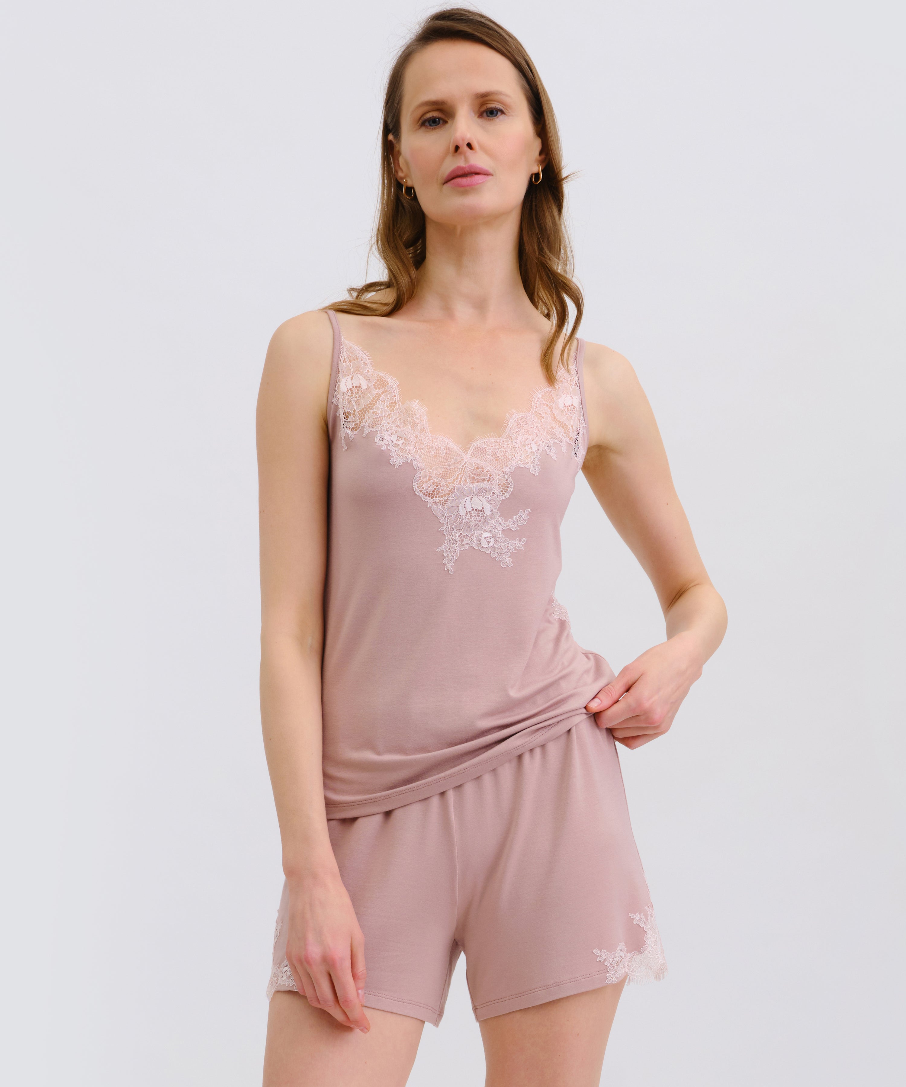 Effetto bamboo cami shorts set 03163 – women's sleepwear, nude rose