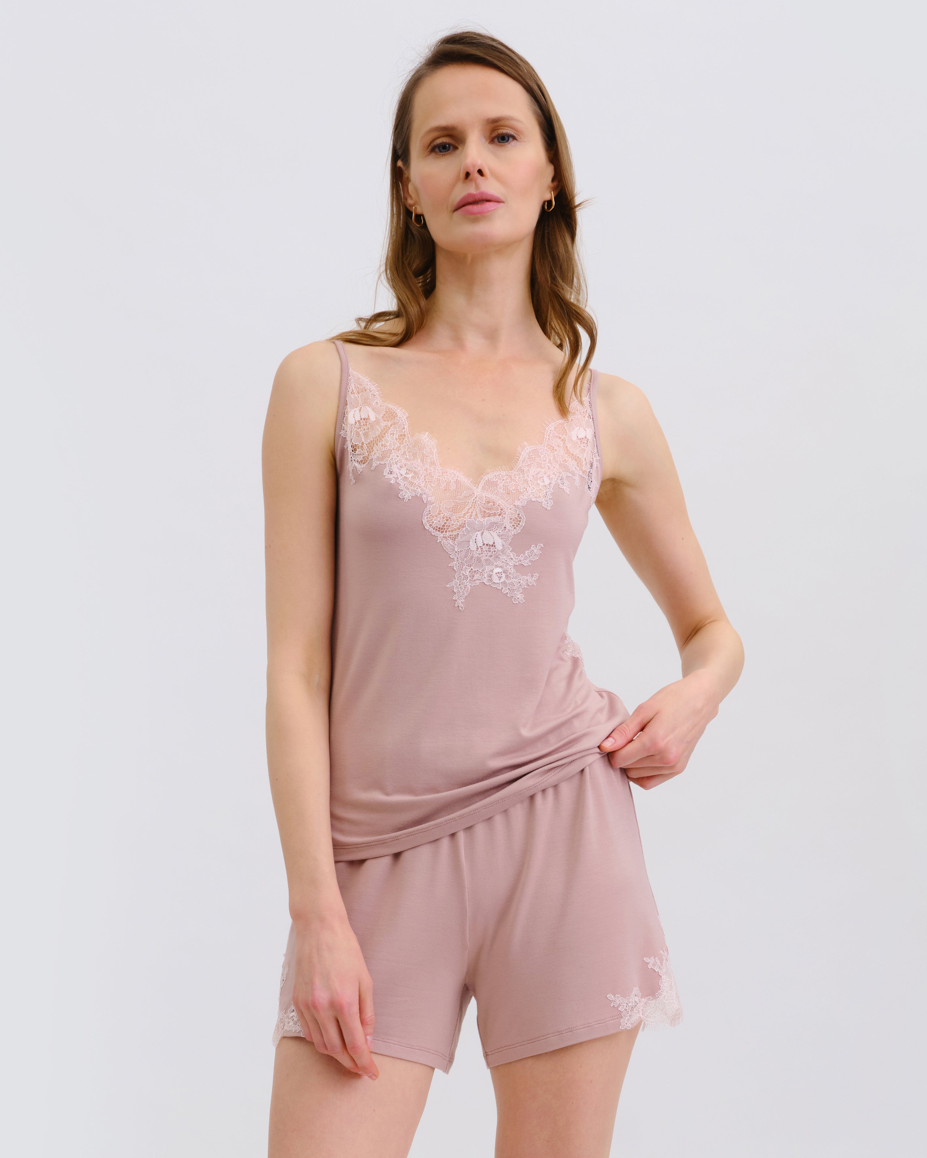 Effetto bamboo cami shorts set 03163 – women's sleepwear, nude rose