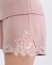 Effetto bamboo cami shorts set 03163 – women's sleepwear, nude rose
Pink shorts with lace detailing on a white background