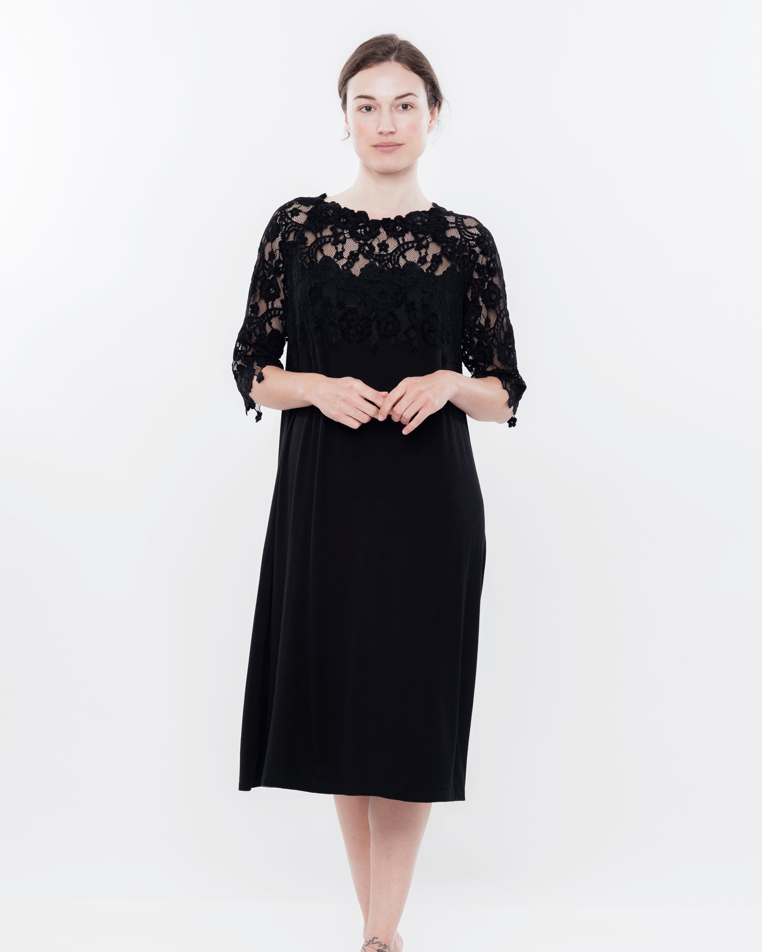 Bamboo Nightgown 3/4 sleeve 03170 black