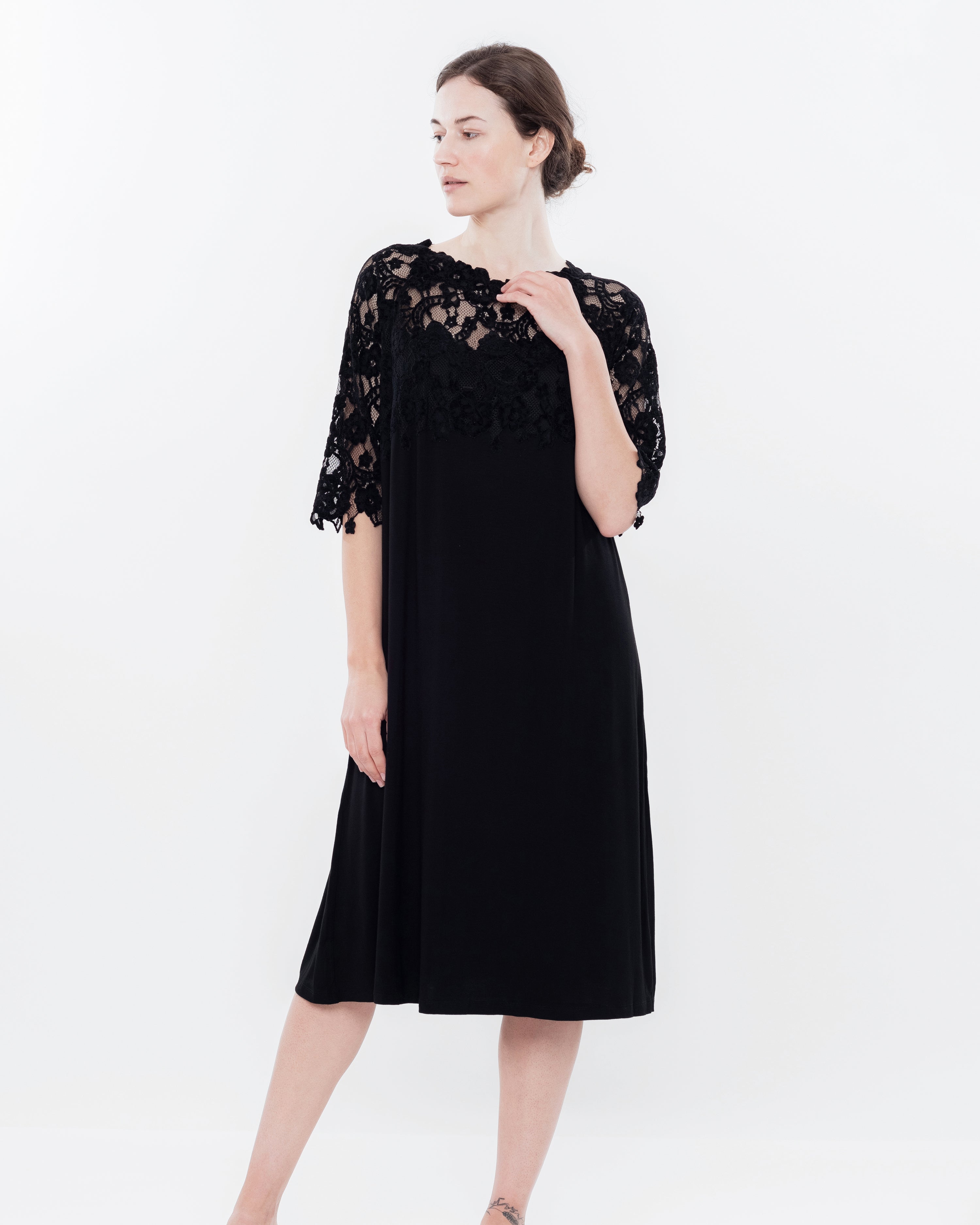 Bamboo Nightgown 3/4 sleeve 03170 black