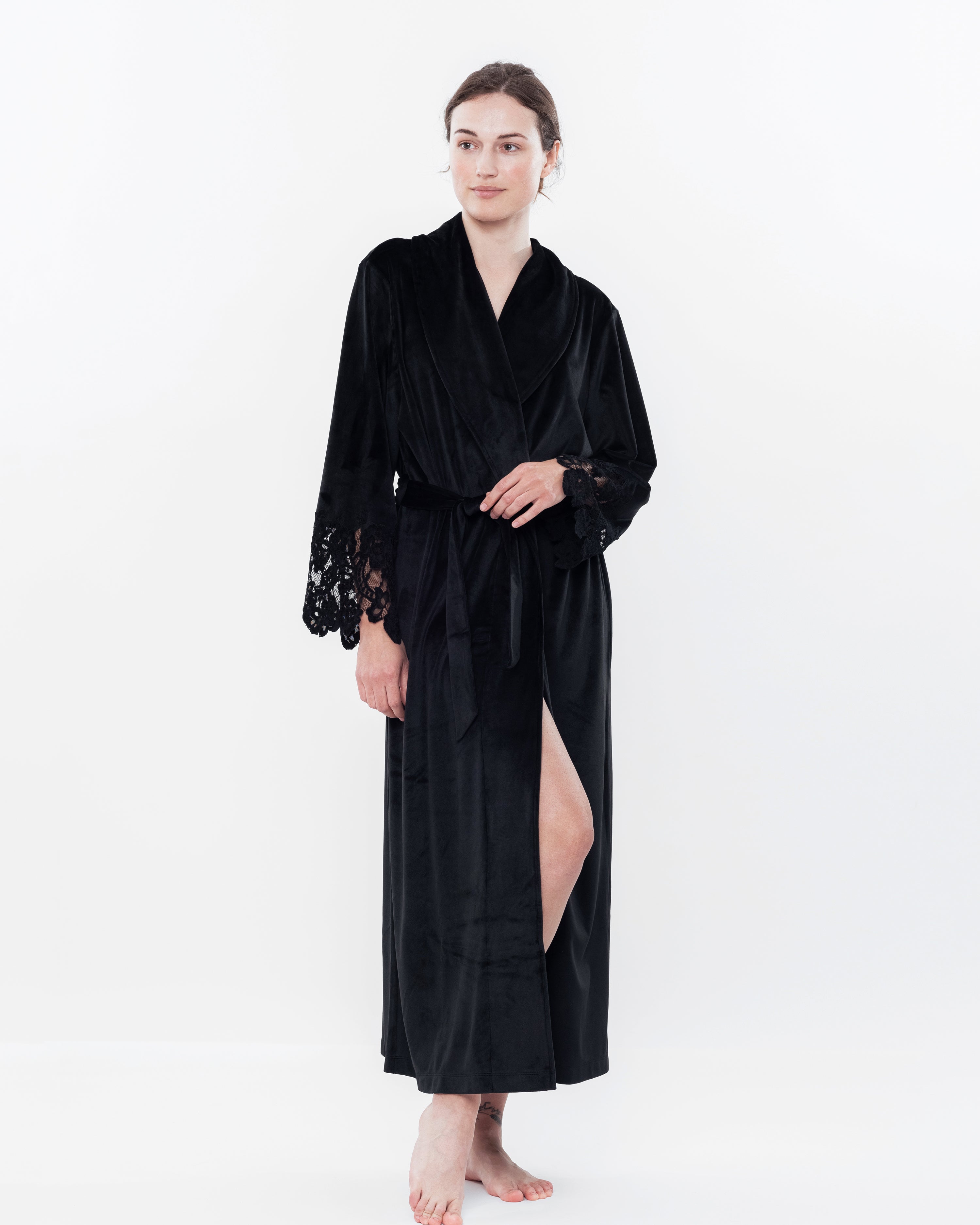 Velour long sleeve Robe 03171 black