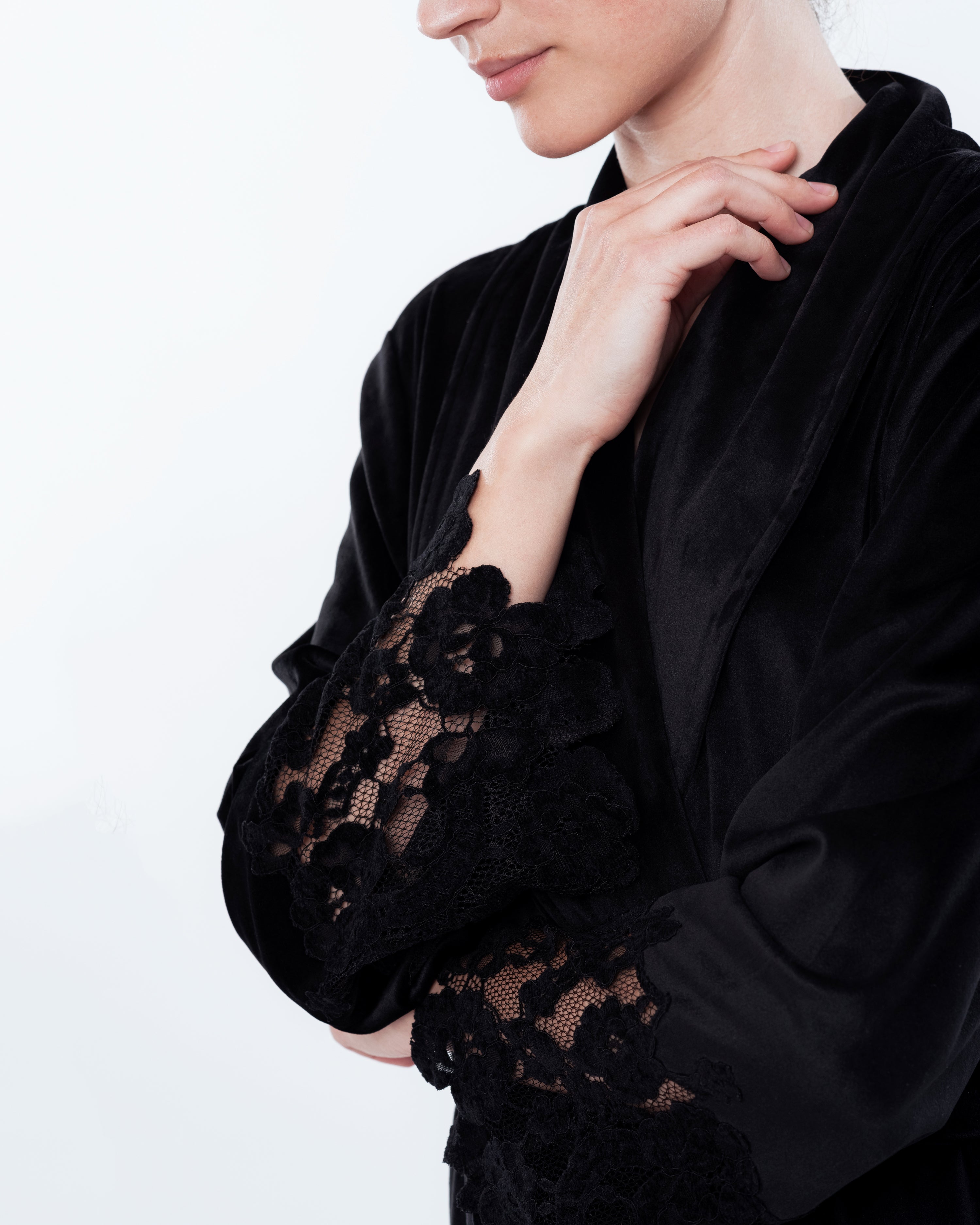 Velour long sleeve Robe 03171 black