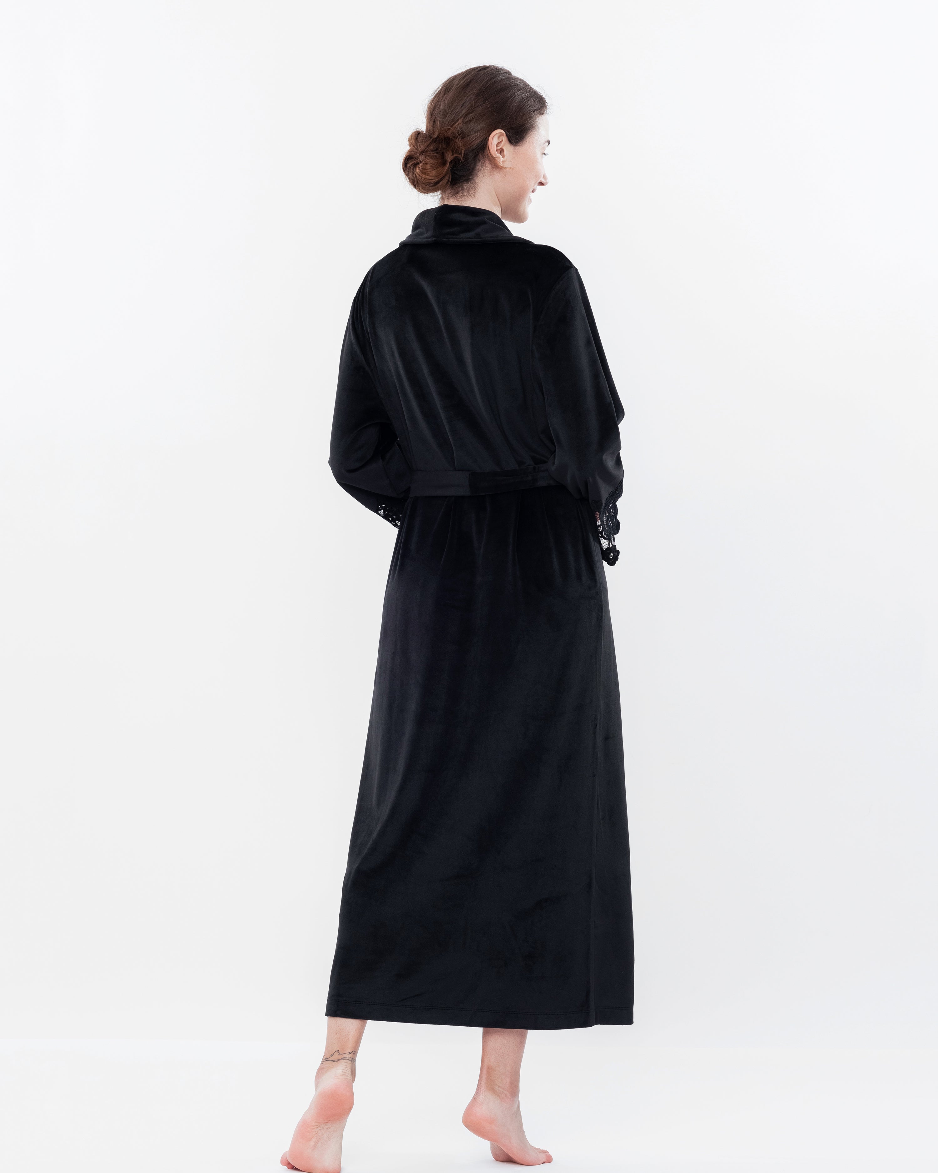 Velour long sleeve Robe 03171 black