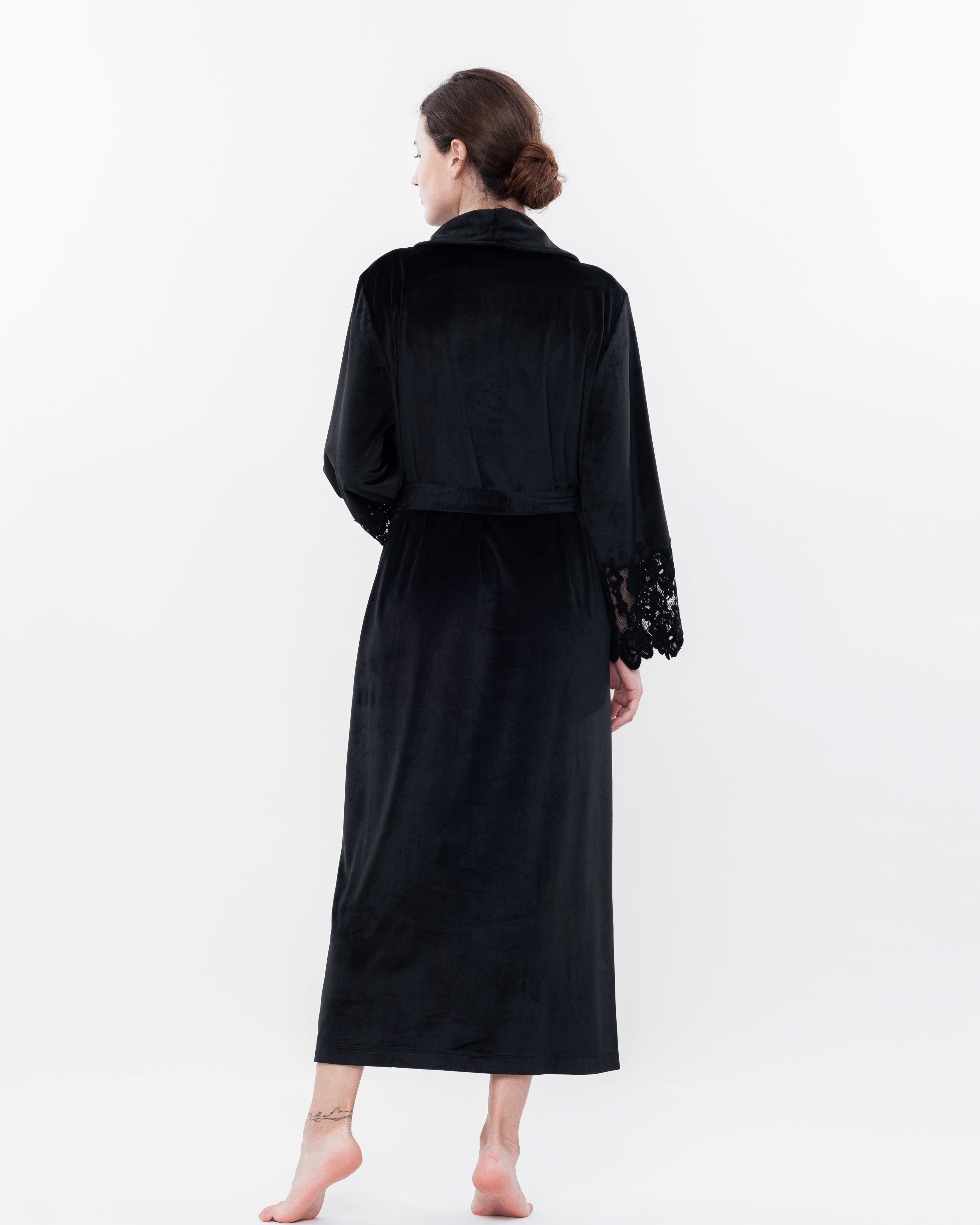 Velour long sleeve Robe 03171 black