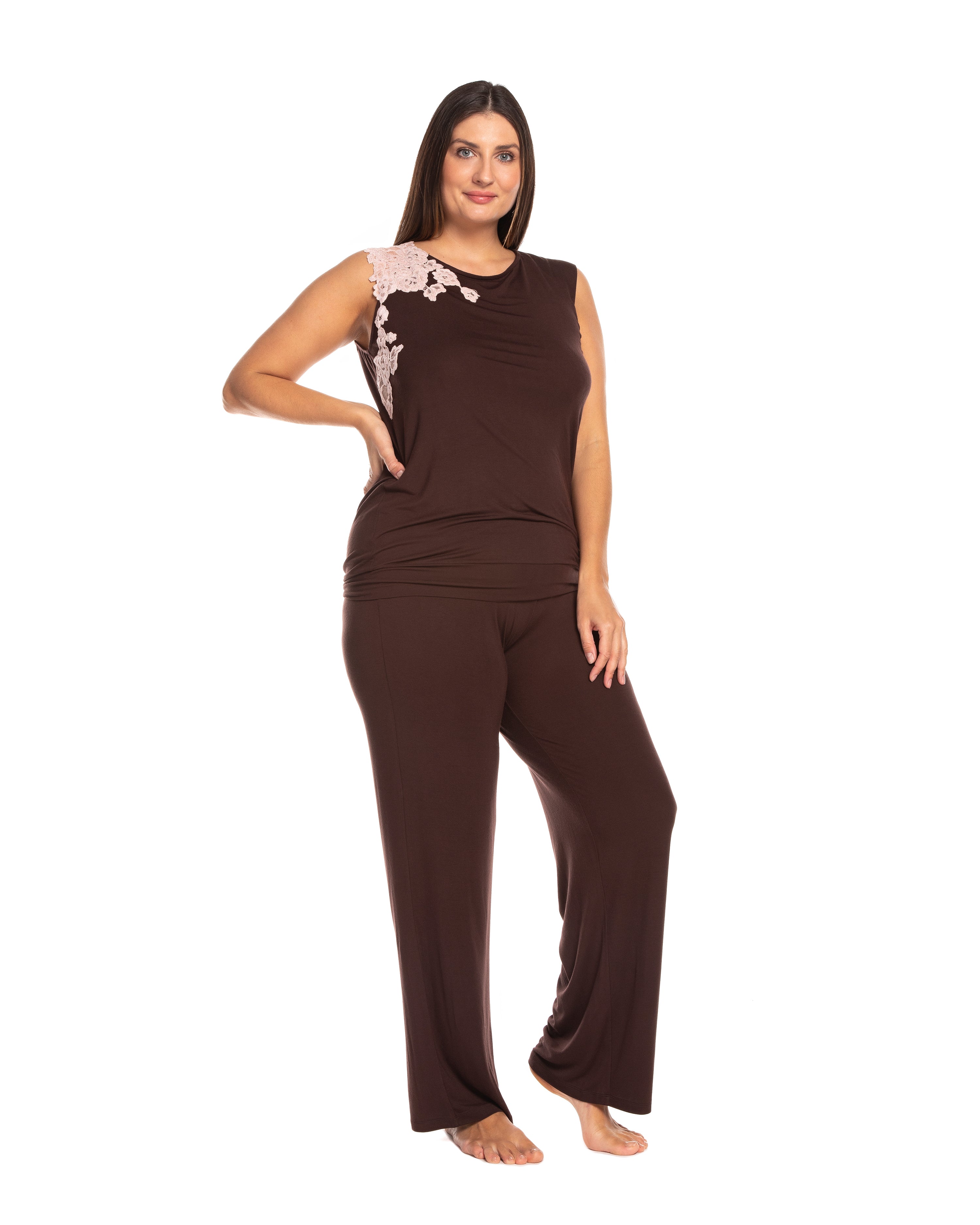 Bamboo tank top Pajama 03173 chocolate