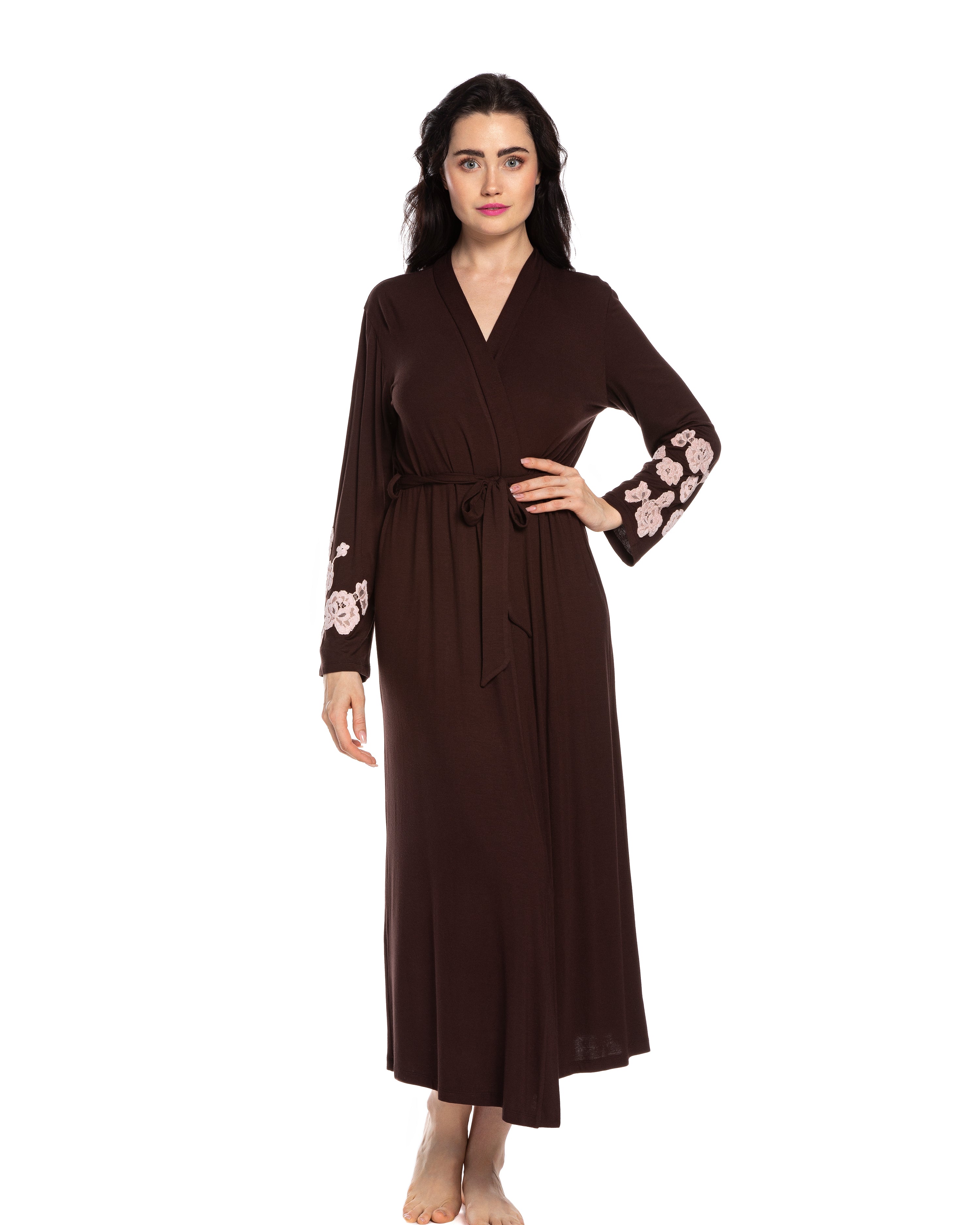 Bamboo long sleeve Robe 03174 chocolate