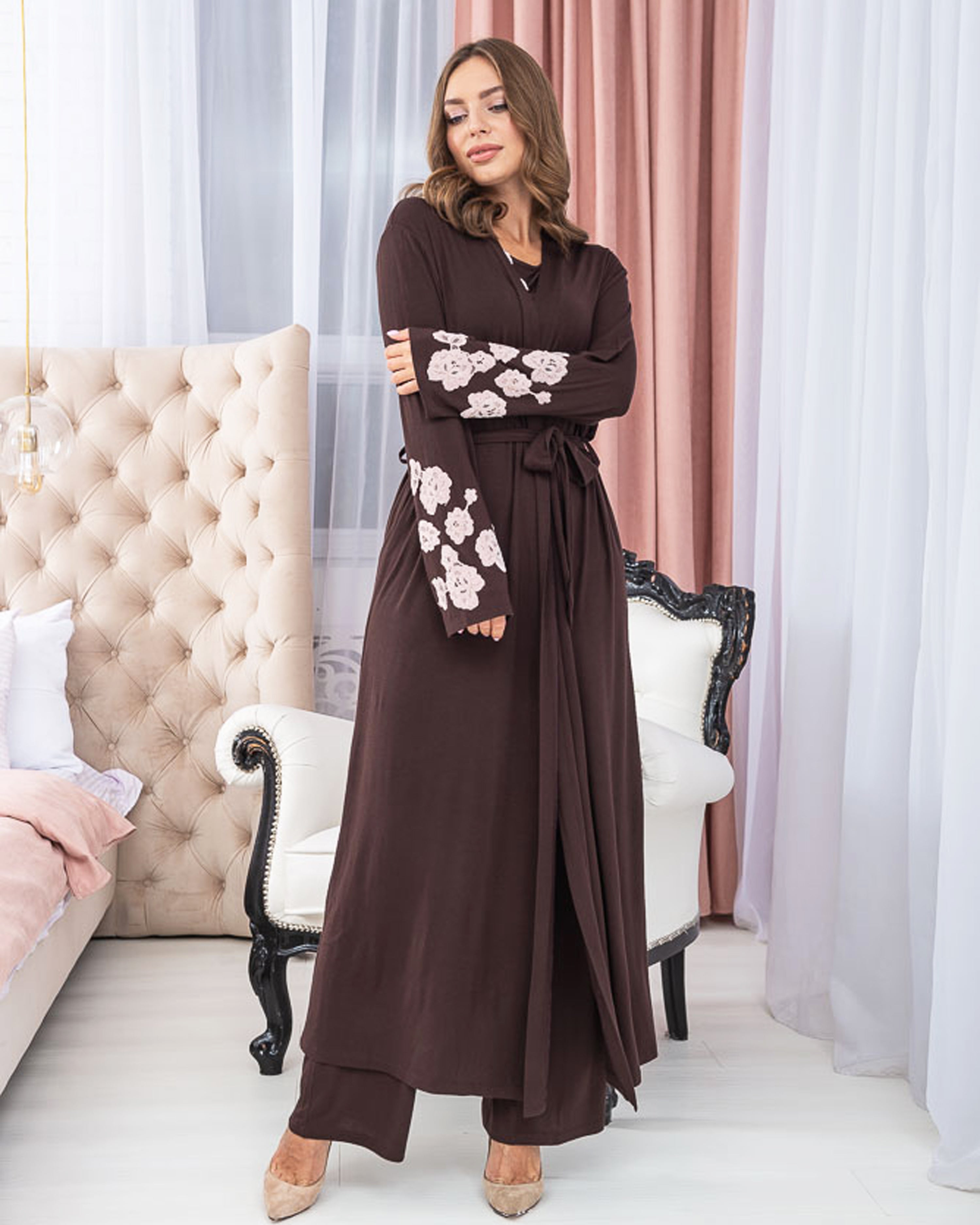Bamboo long sleeve Robe 03174 chocolate