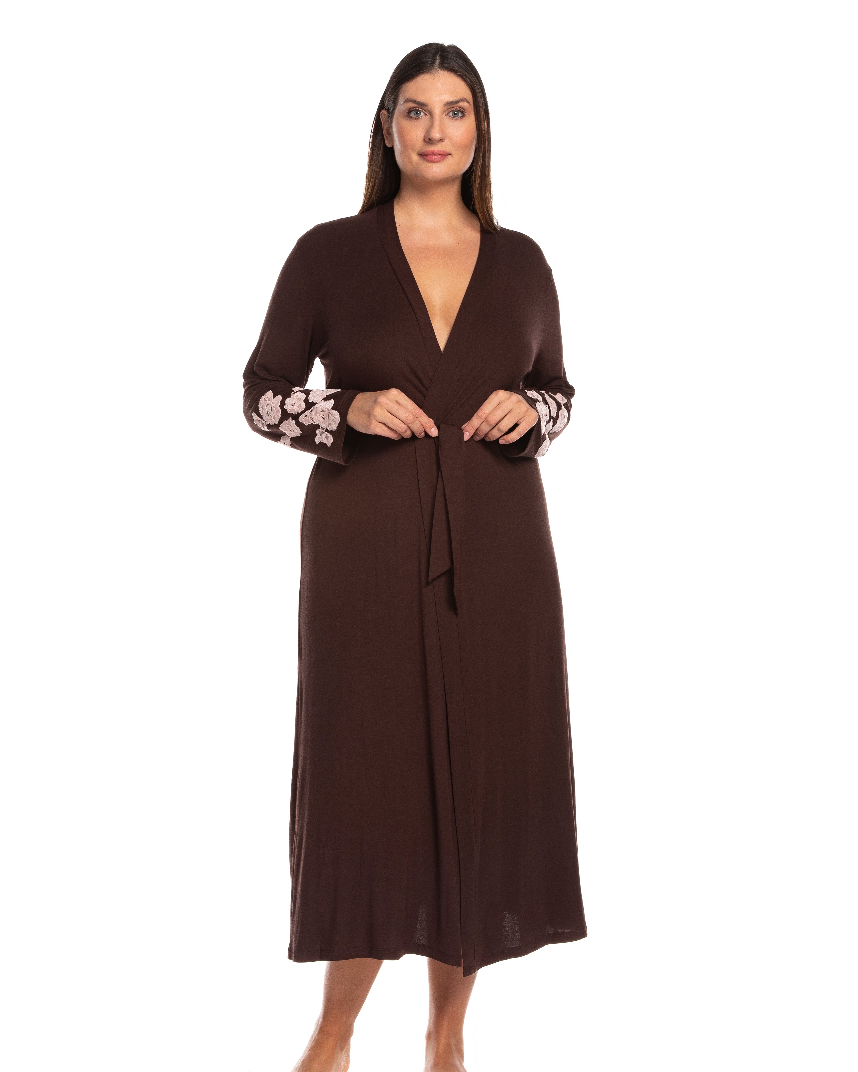 Bamboo long sleeve Robe 03174 chocolate