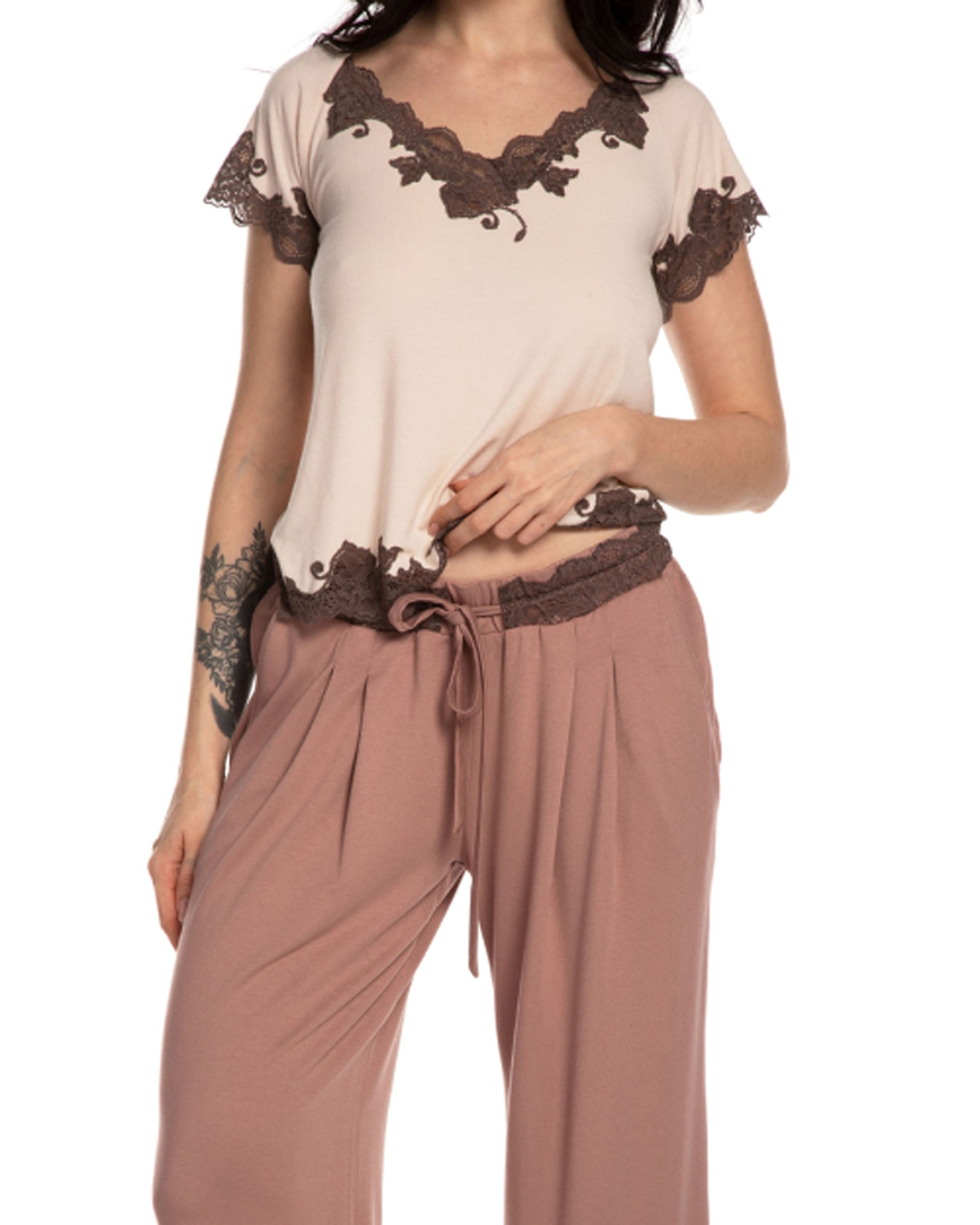Bamboo t-shirt Pajama 03178+03179 crema
