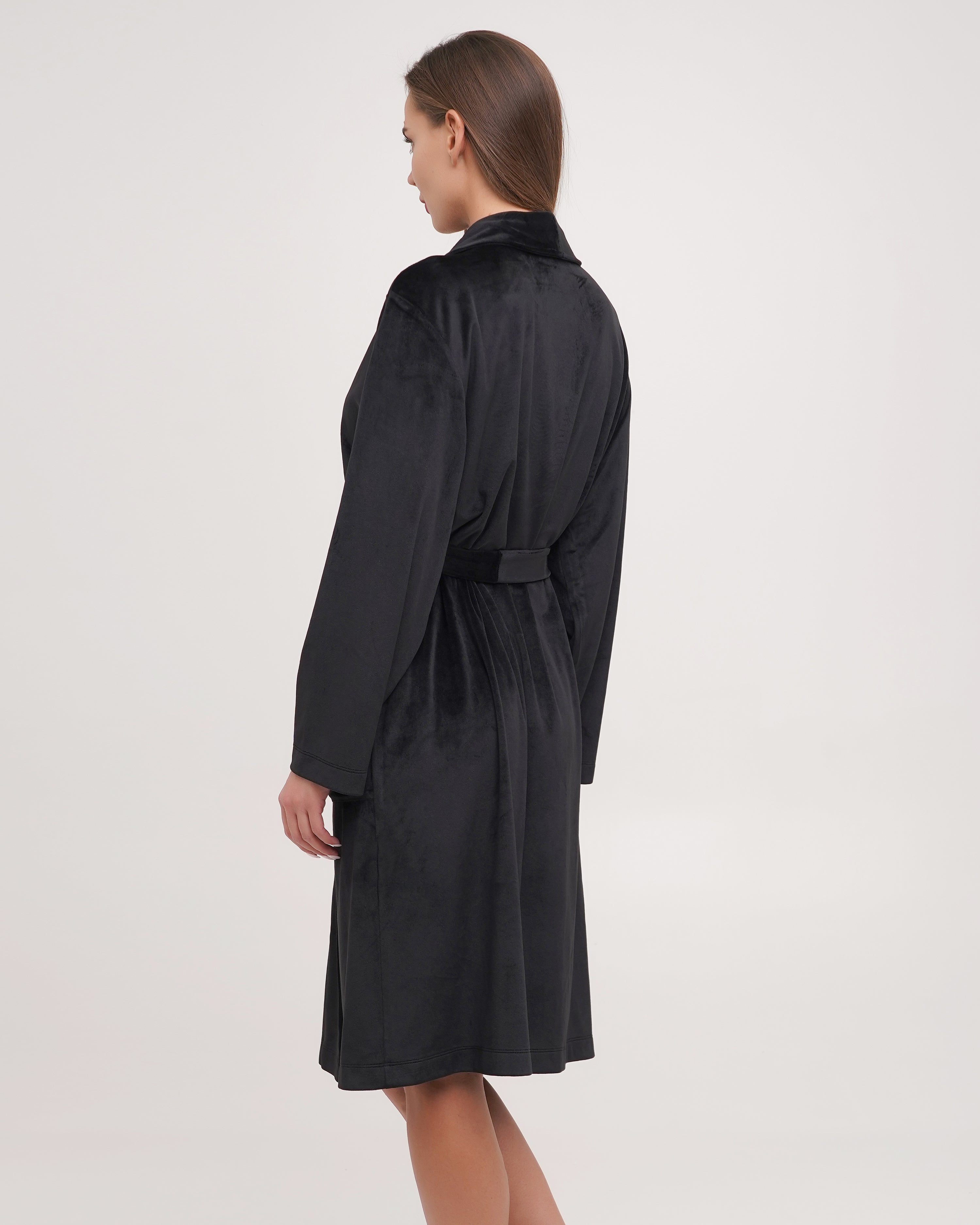 Velour long sleeve Robe 03204 black