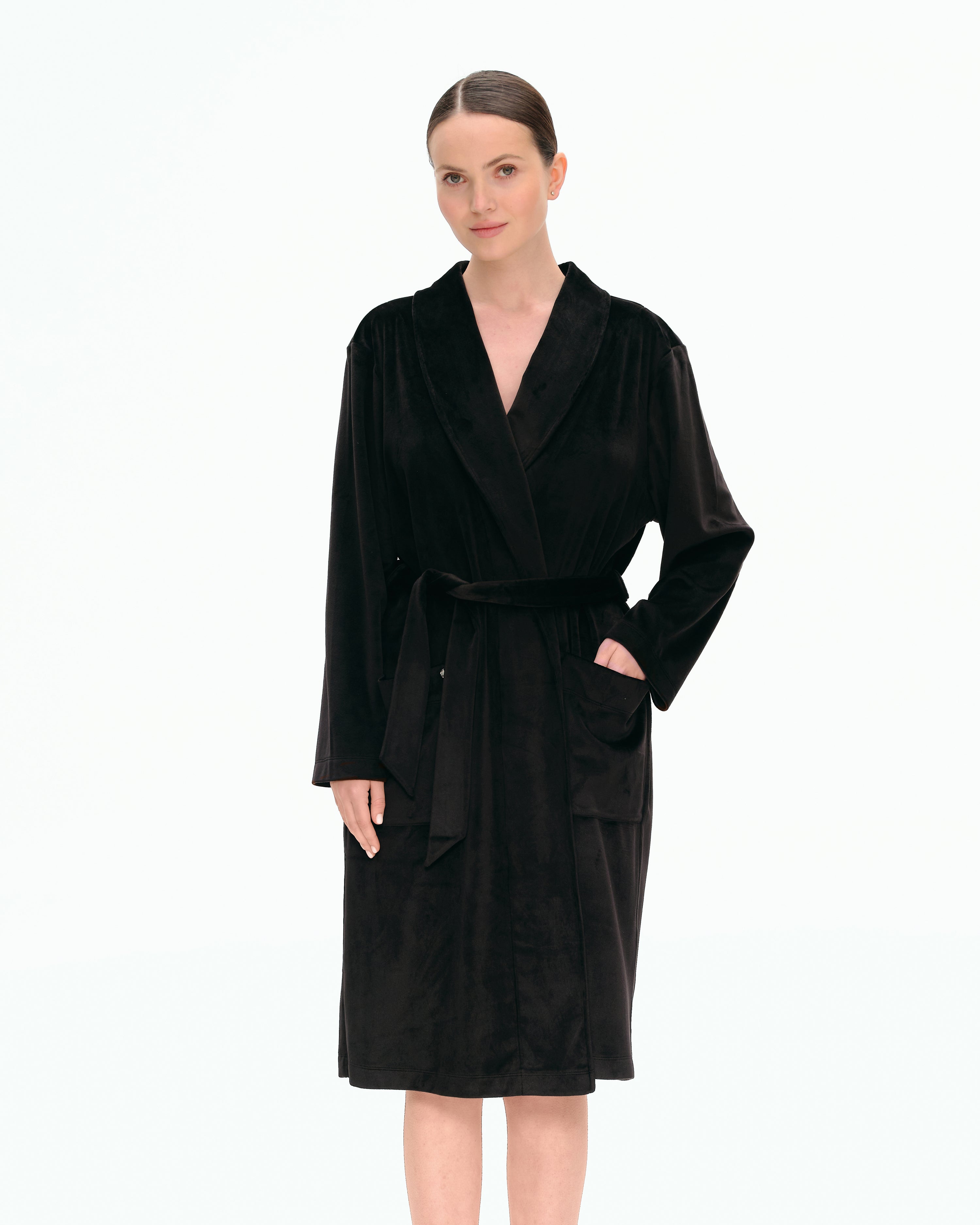 Velour long sleeve Robe 03204 black