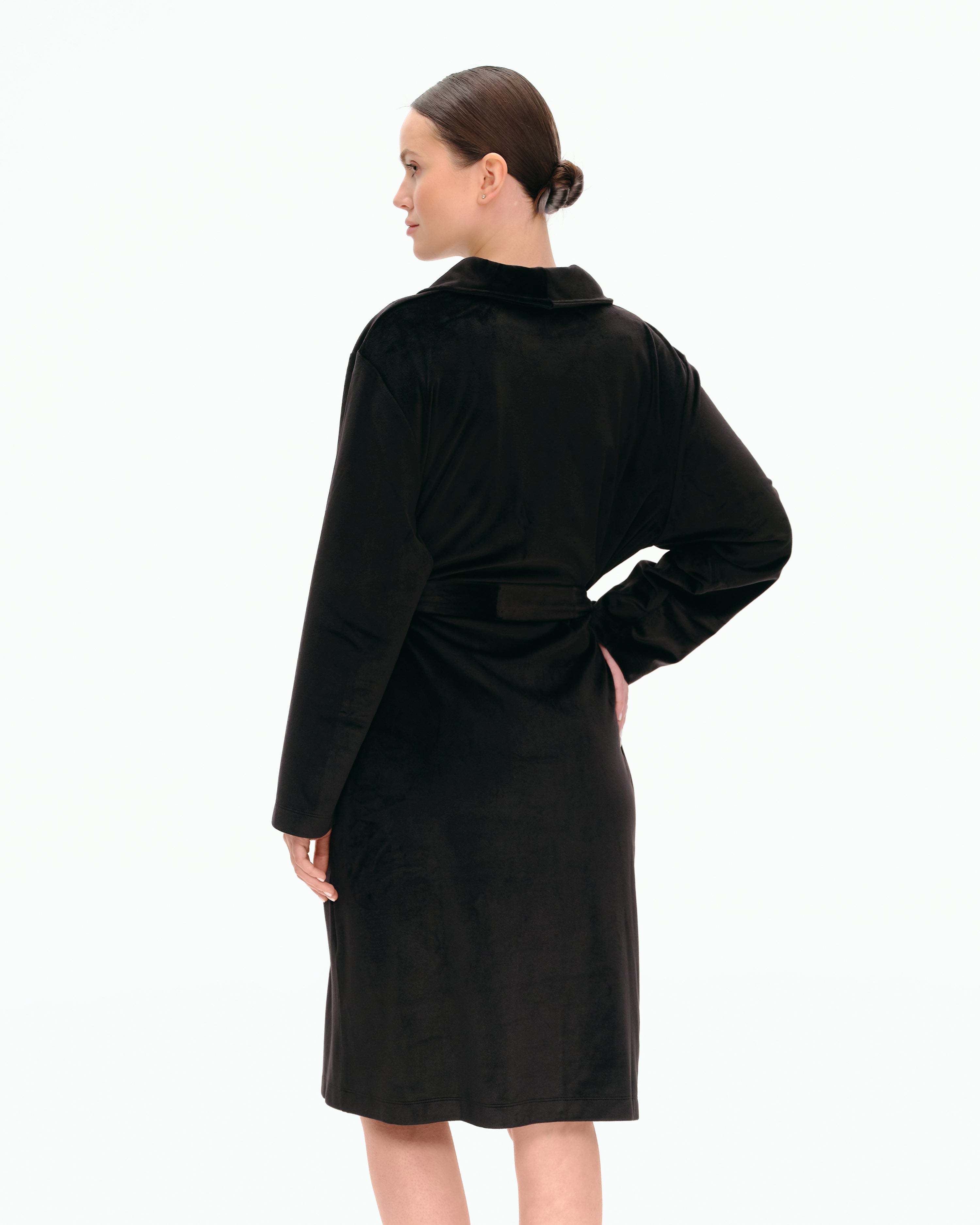 Velour long sleeve Robe 03204 black