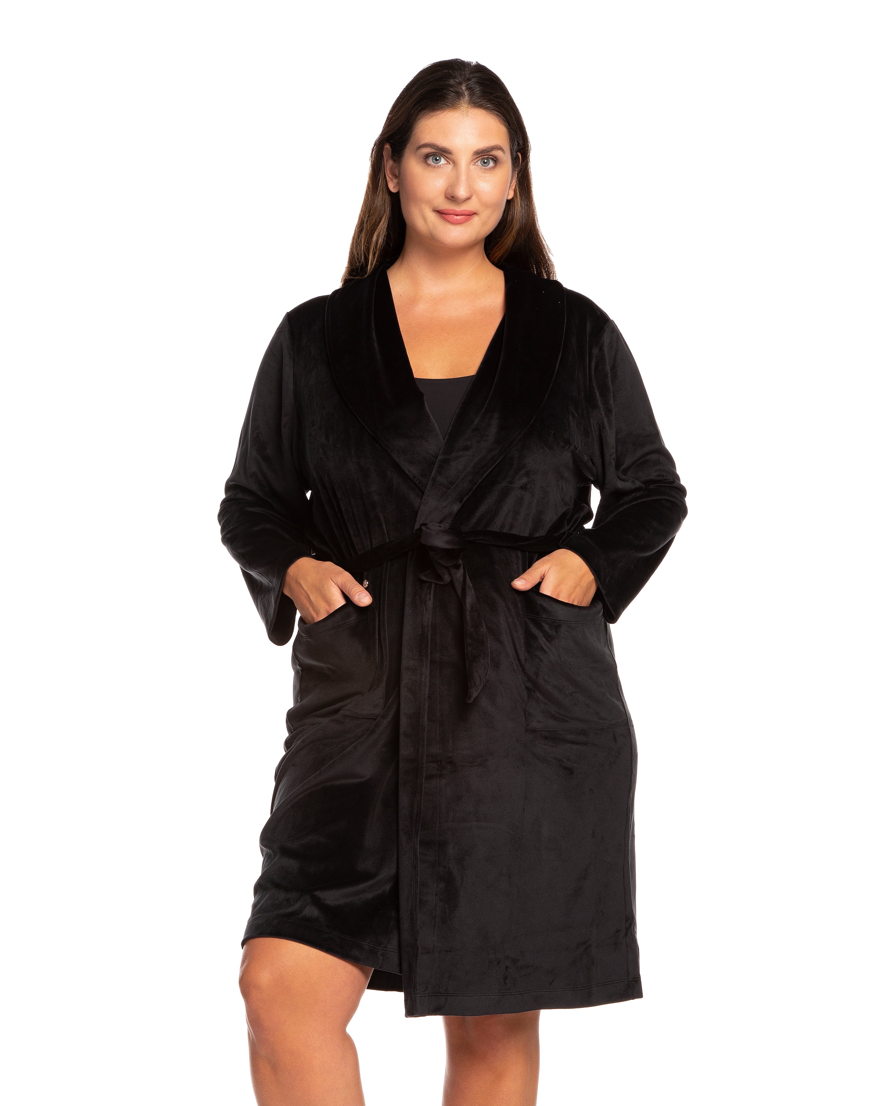 Velour long sleeve Robe 03204 black