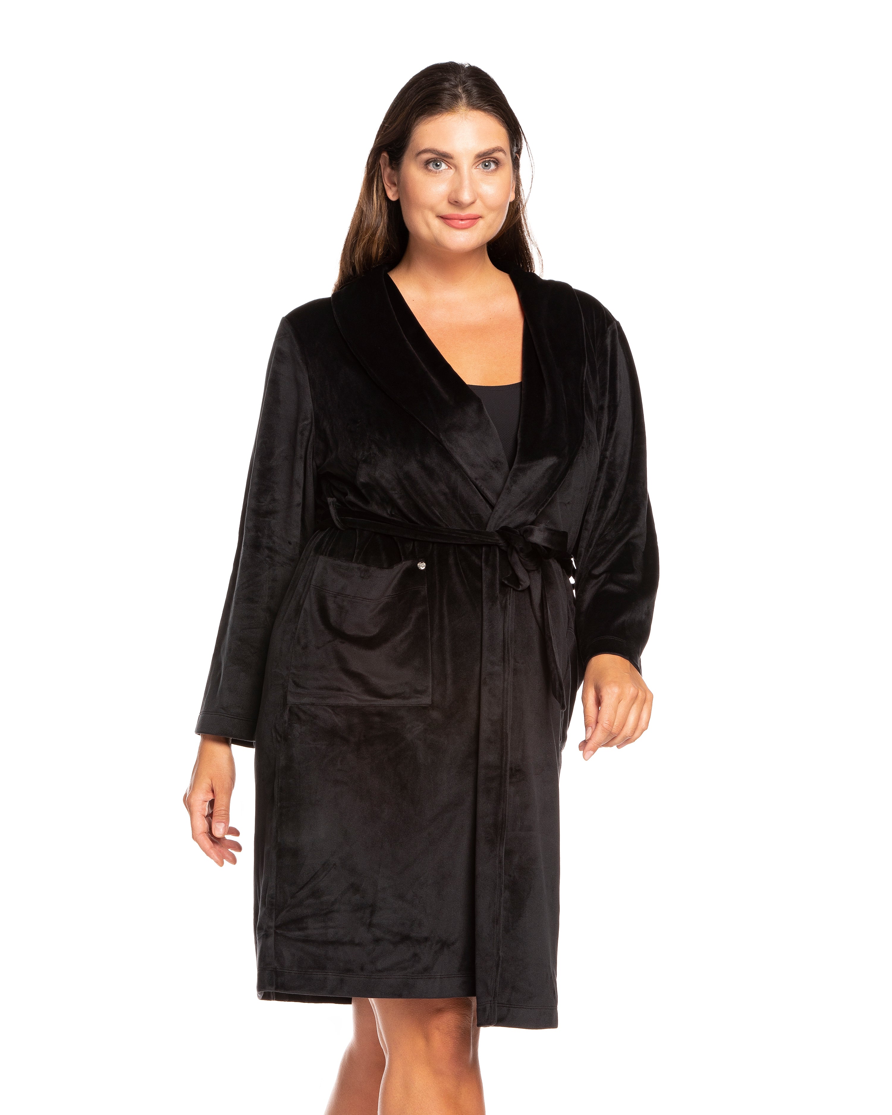 Velour long sleeve Robe 03204 black