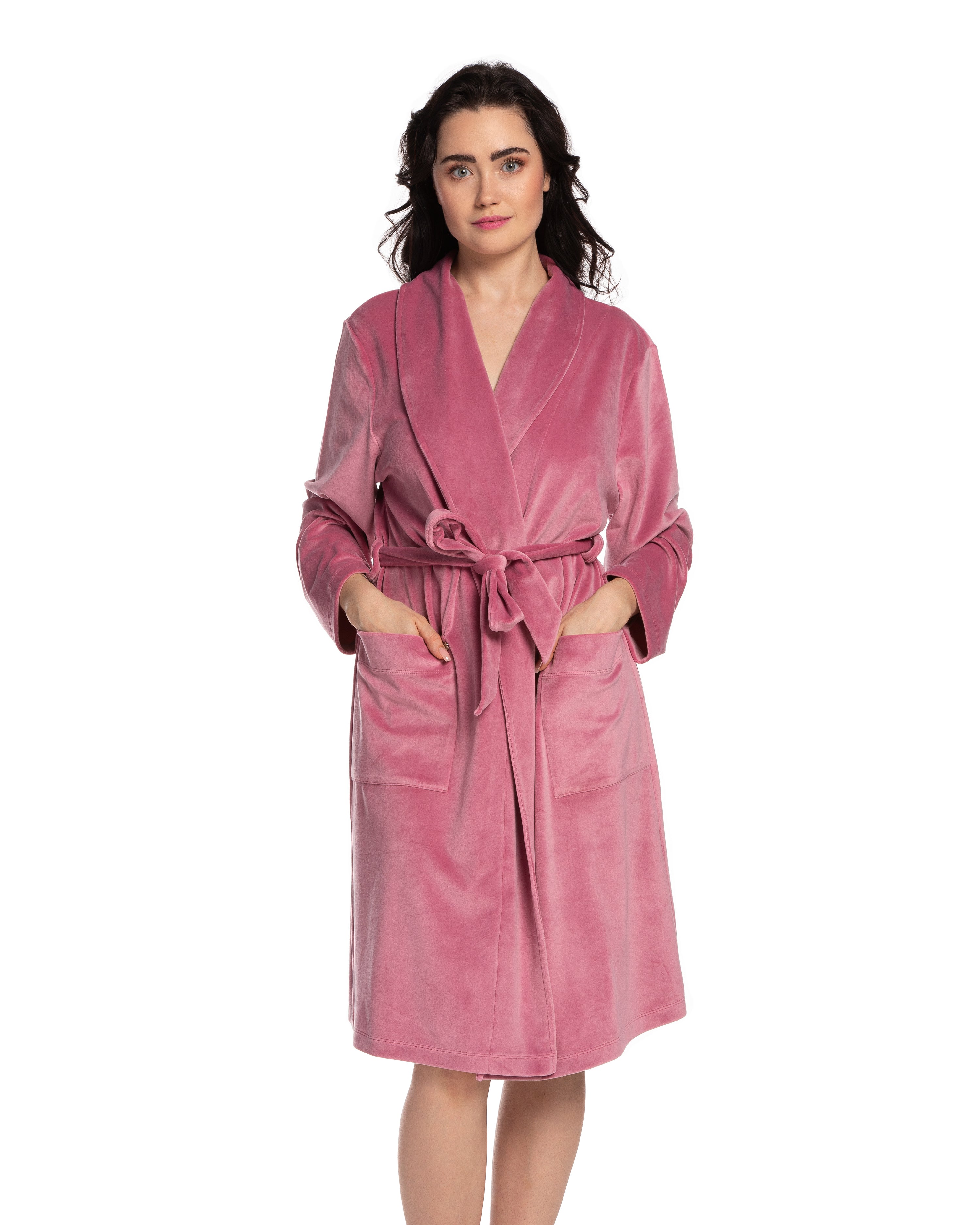 Velour long sleeve Robe 03204 pink