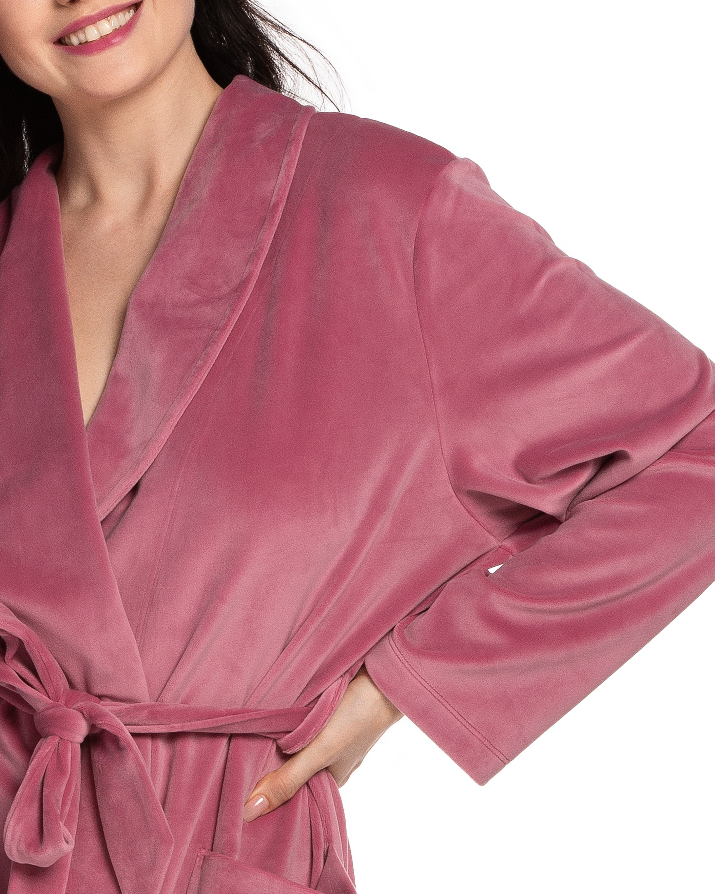 Velour long sleeve Robe 03204 pink