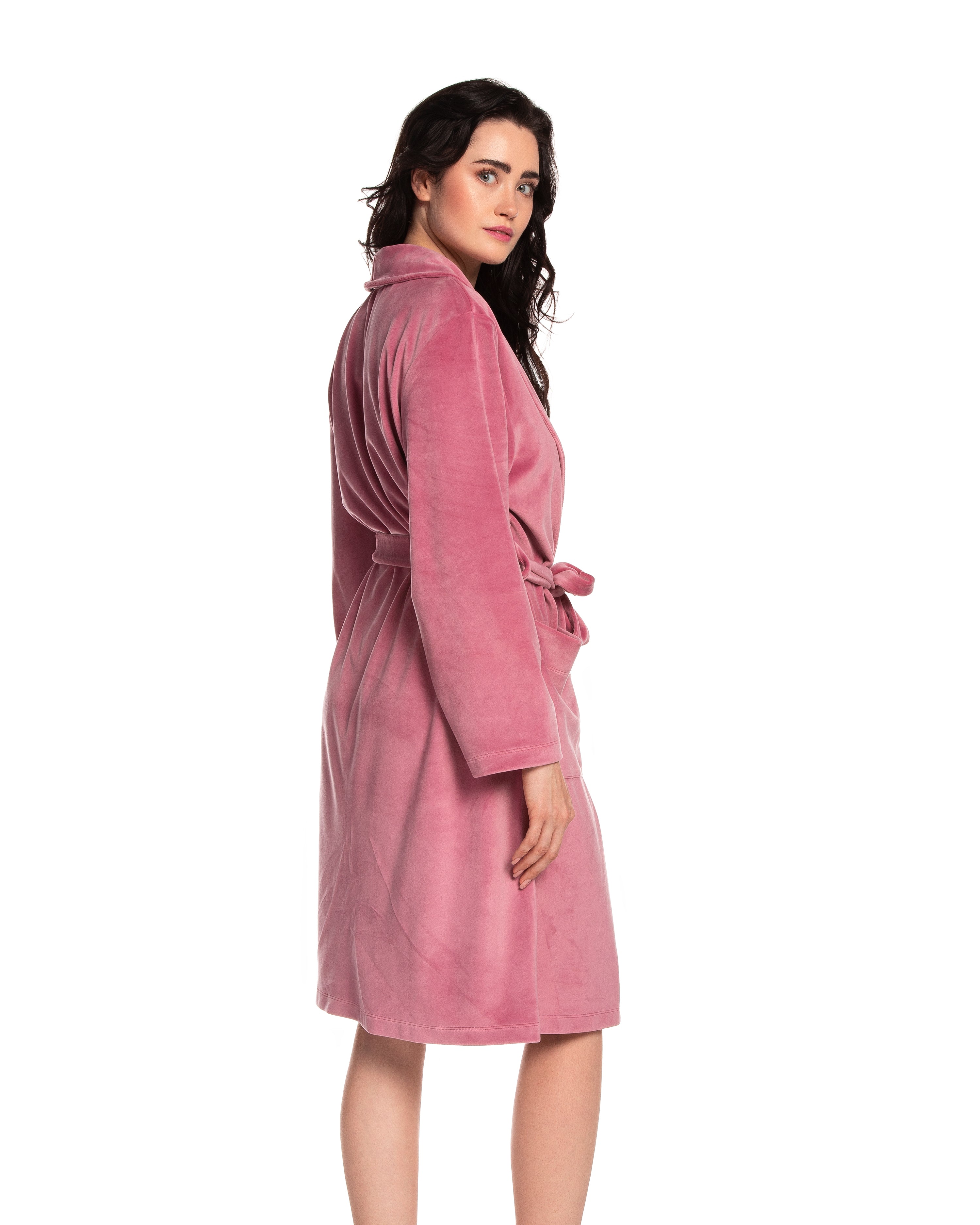 Velour long sleeve Robe 03204 pink