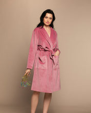 Velour long sleeve Robe 03204 pink