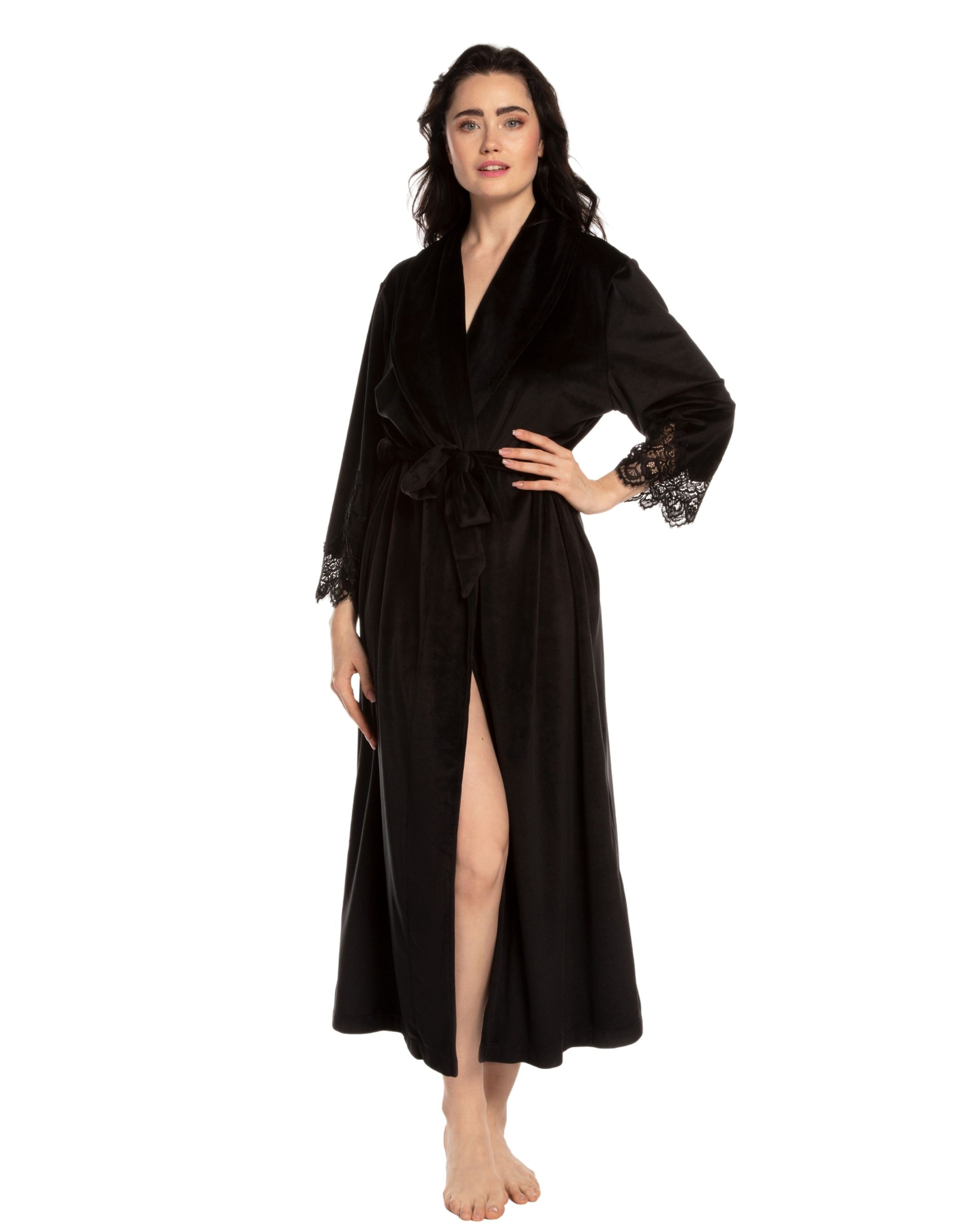 Velour long sleeve Robe 03205 black