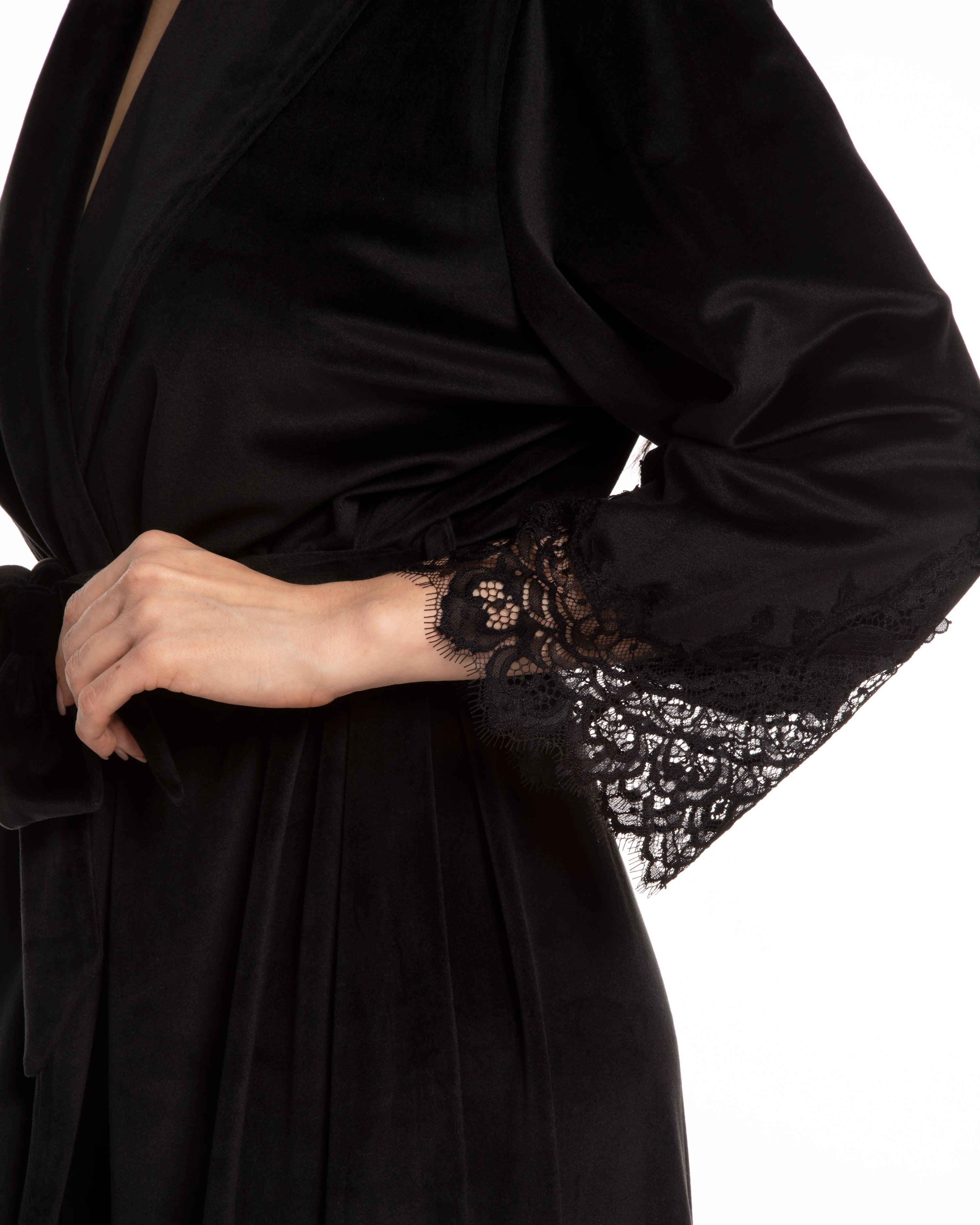 Velour long sleeve Robe 03205 black