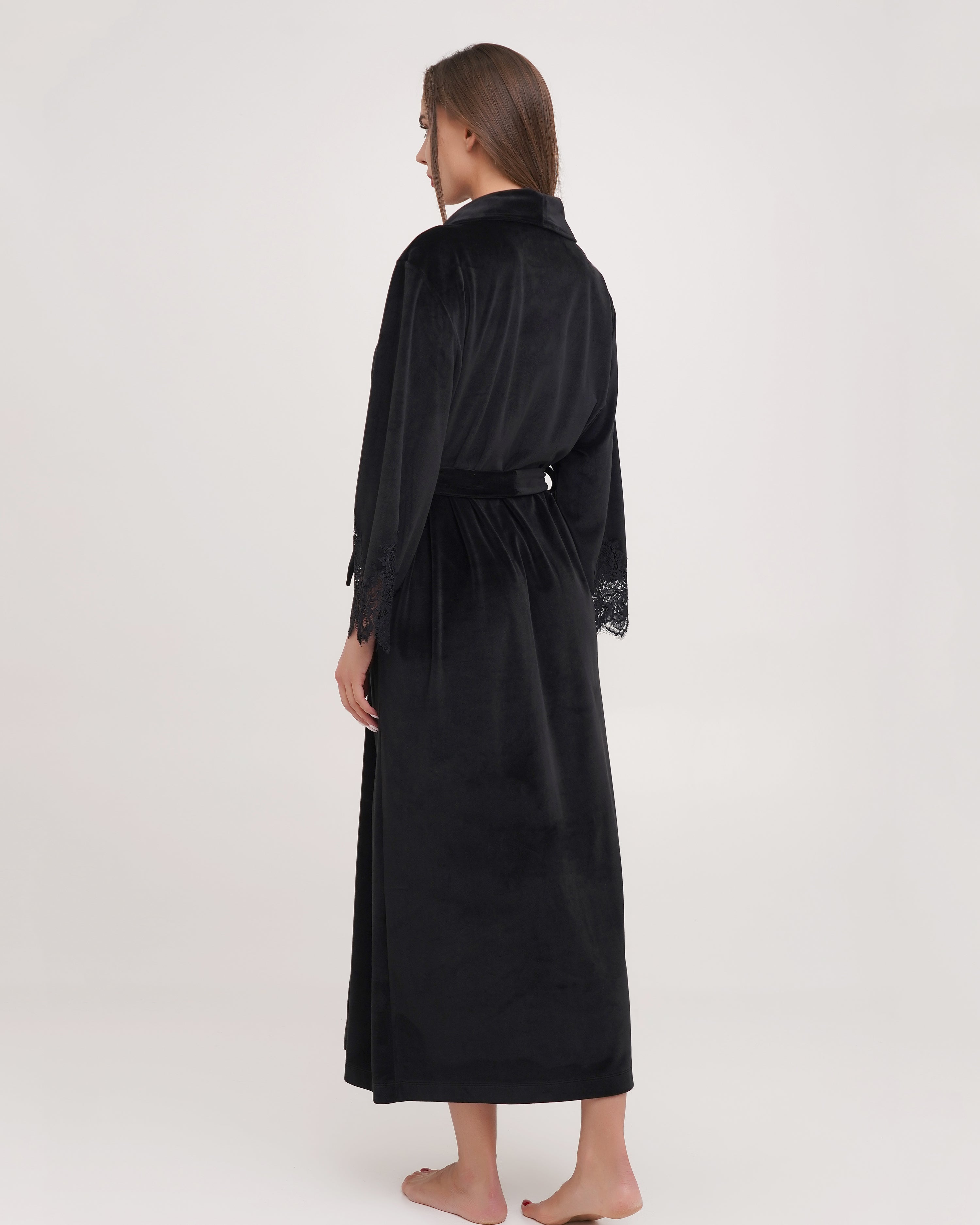 Velour long sleeve Robe 03205 black