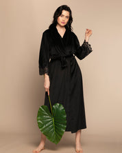 Velour long sleeve Robe 03205 black