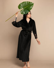 Velour long sleeve Robe 03205 black
