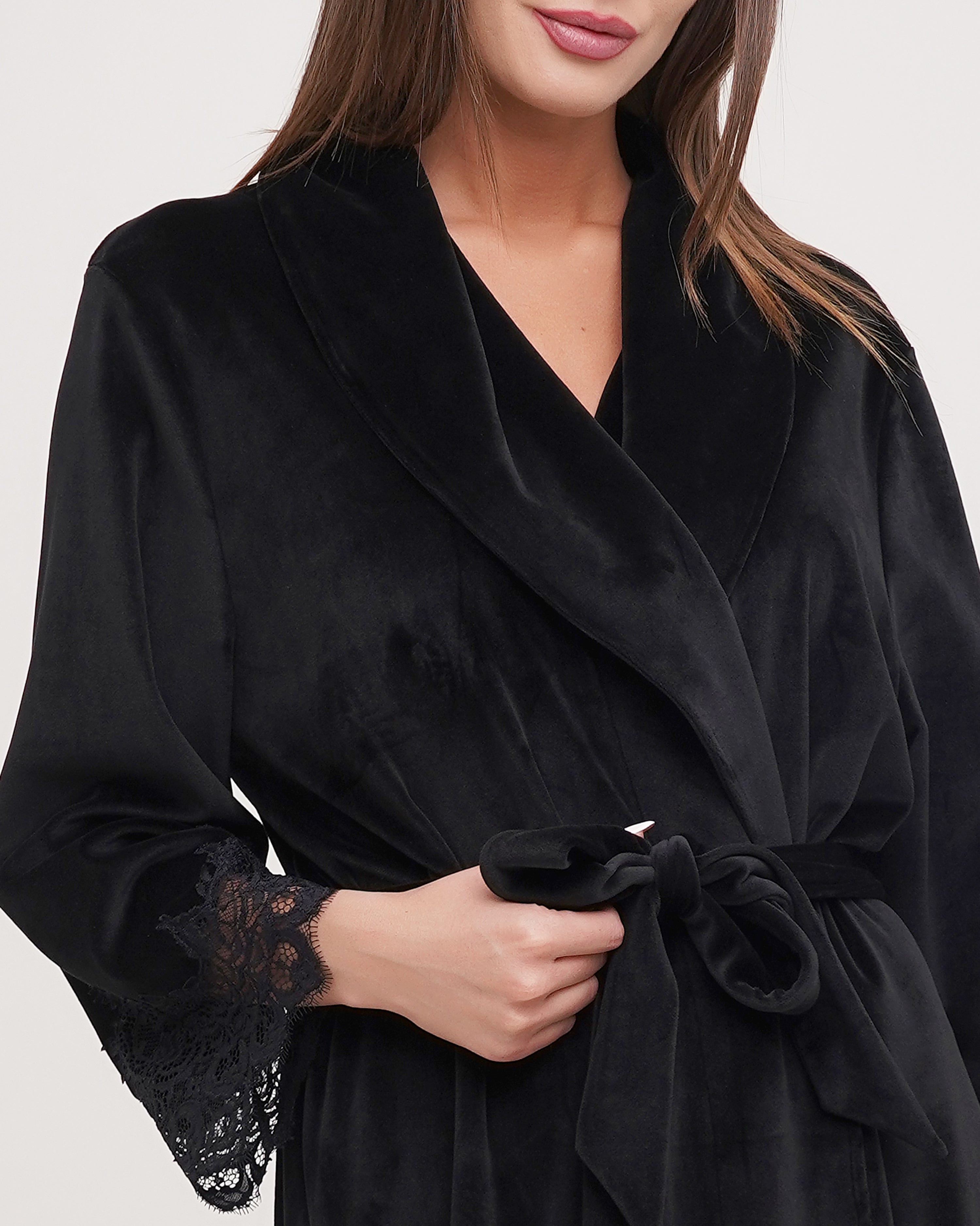 Velour long sleeve Robe 03205 black