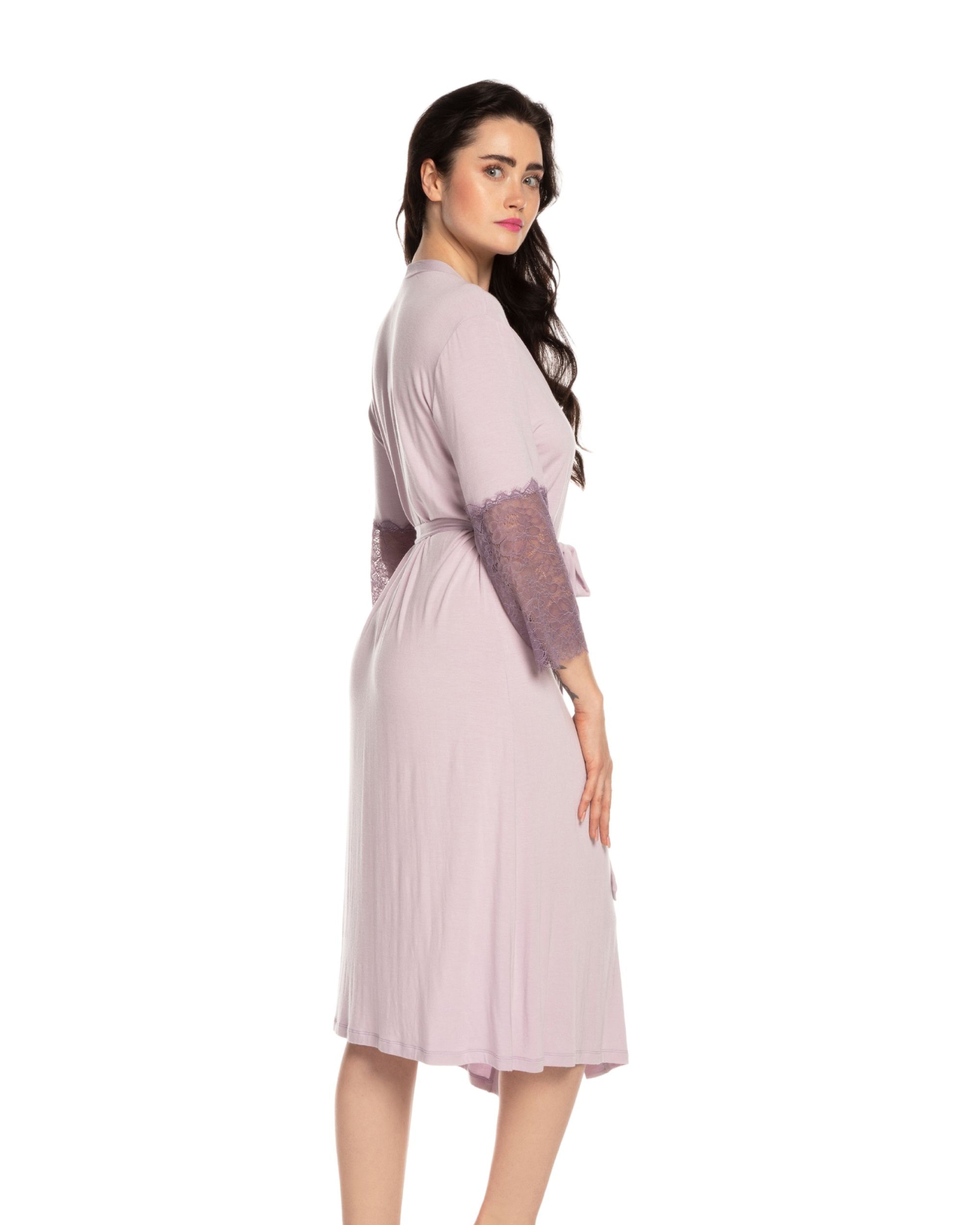 Bamboo 3/4 sleeve Robe 03215 lilac