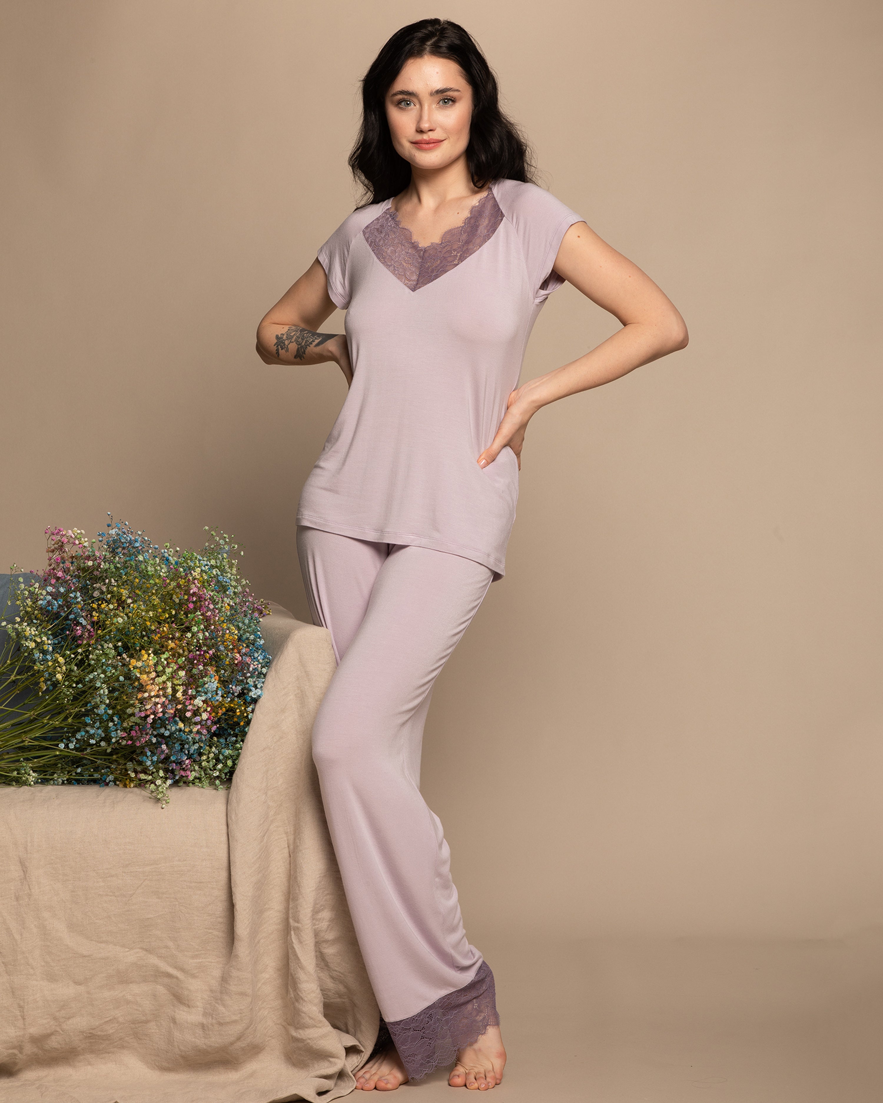 Bamboo t-shirt Pajama 03216 lilac